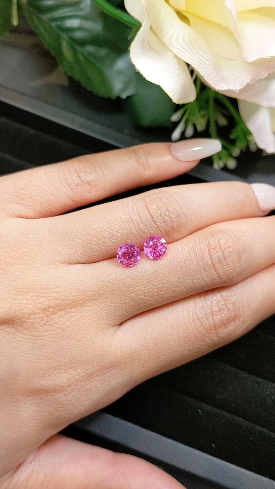 2.54&nbsp;Ct.Tw.Total Carat Weight Pink Sapphire Pair from Ceylon (Sri Lanka) Size Video