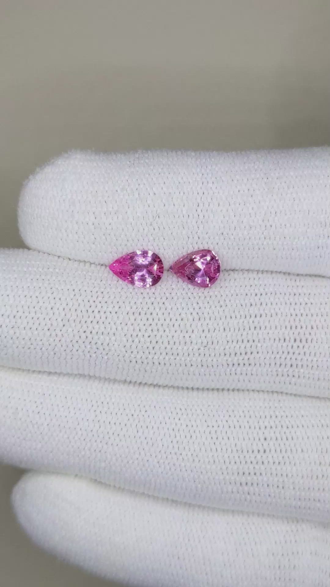1.48 Ct.Tw.Total Carat Weight Pink Sapphire Pair from Ceylon (Sri Lanka) Size Video