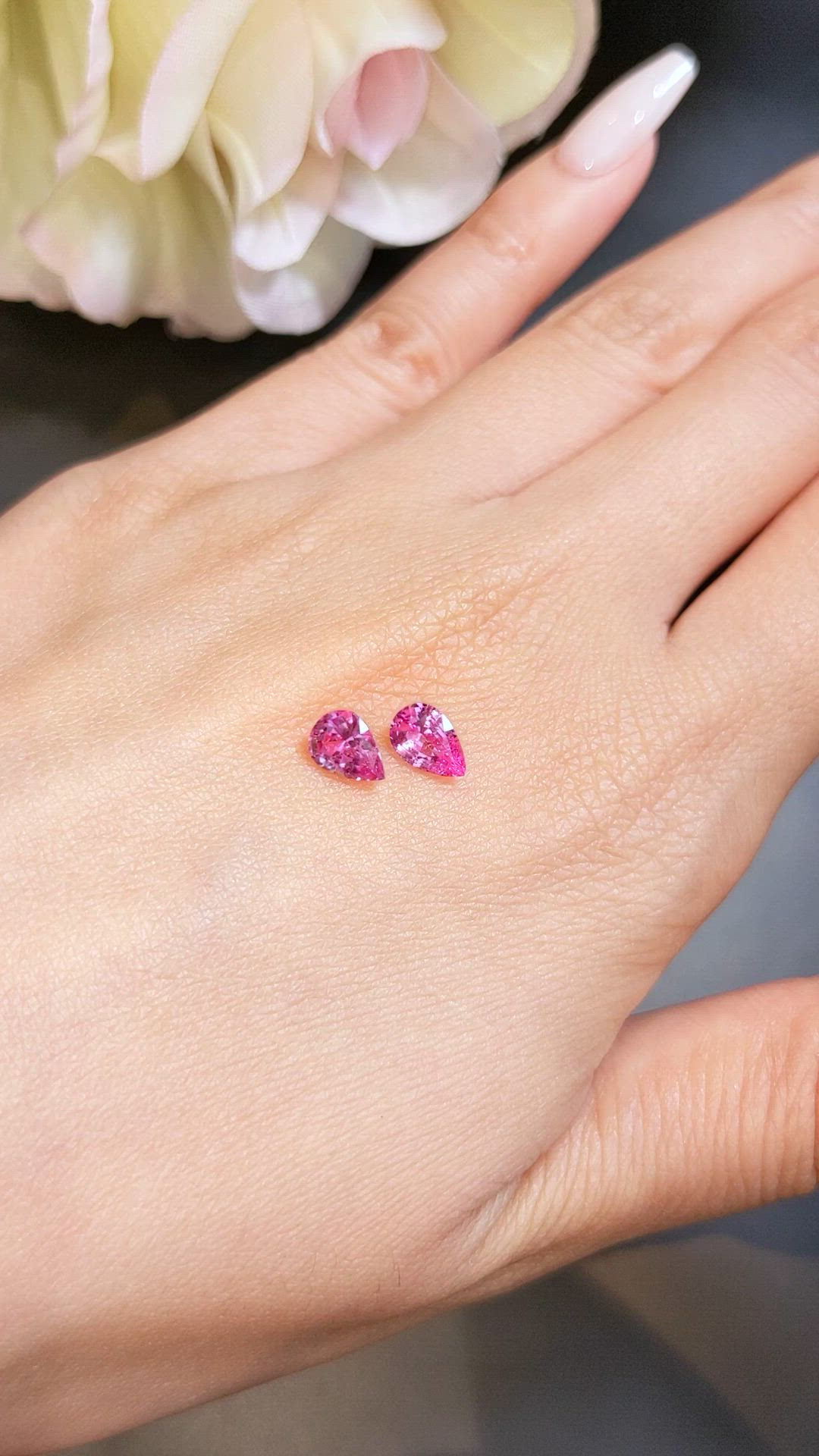 1.48 Ct.Tw.Total Carat Weight Pink Sapphire Pair from Ceylon (Sri Lanka) Size Video