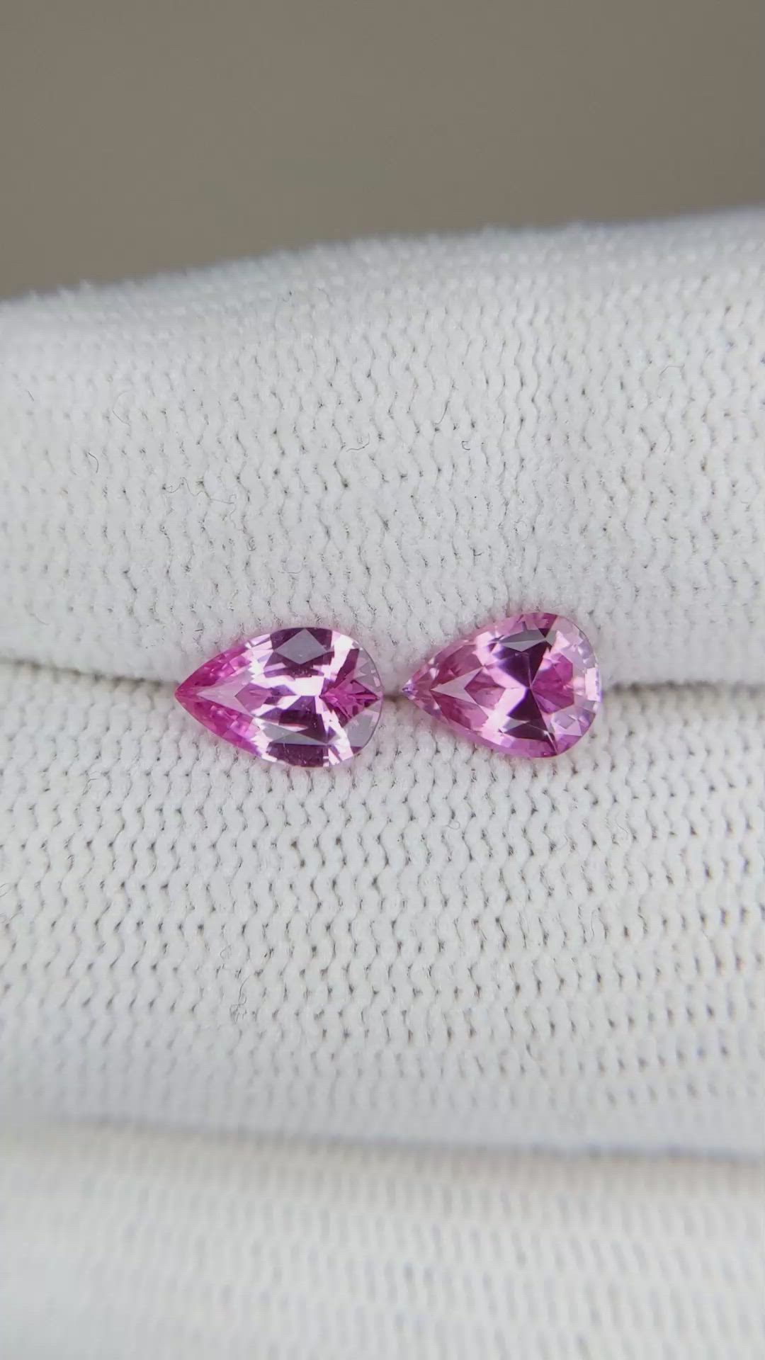 1.48 Ct.Tw.Total Carat Weight Pink Sapphire Pair from Ceylon (Sri Lanka) Size Video