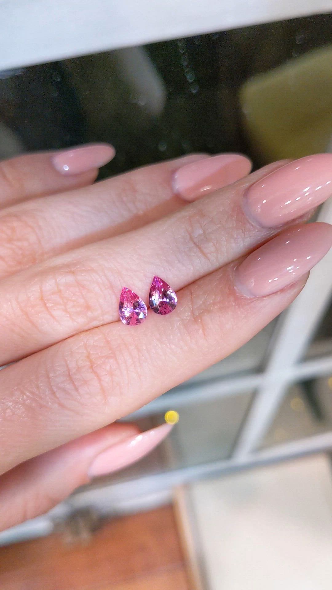 1.23&nbsp;Ct.Tw.Total Carat Weight Pink Sapphire Pair from Ceylon (Sri Lanka) Size Video