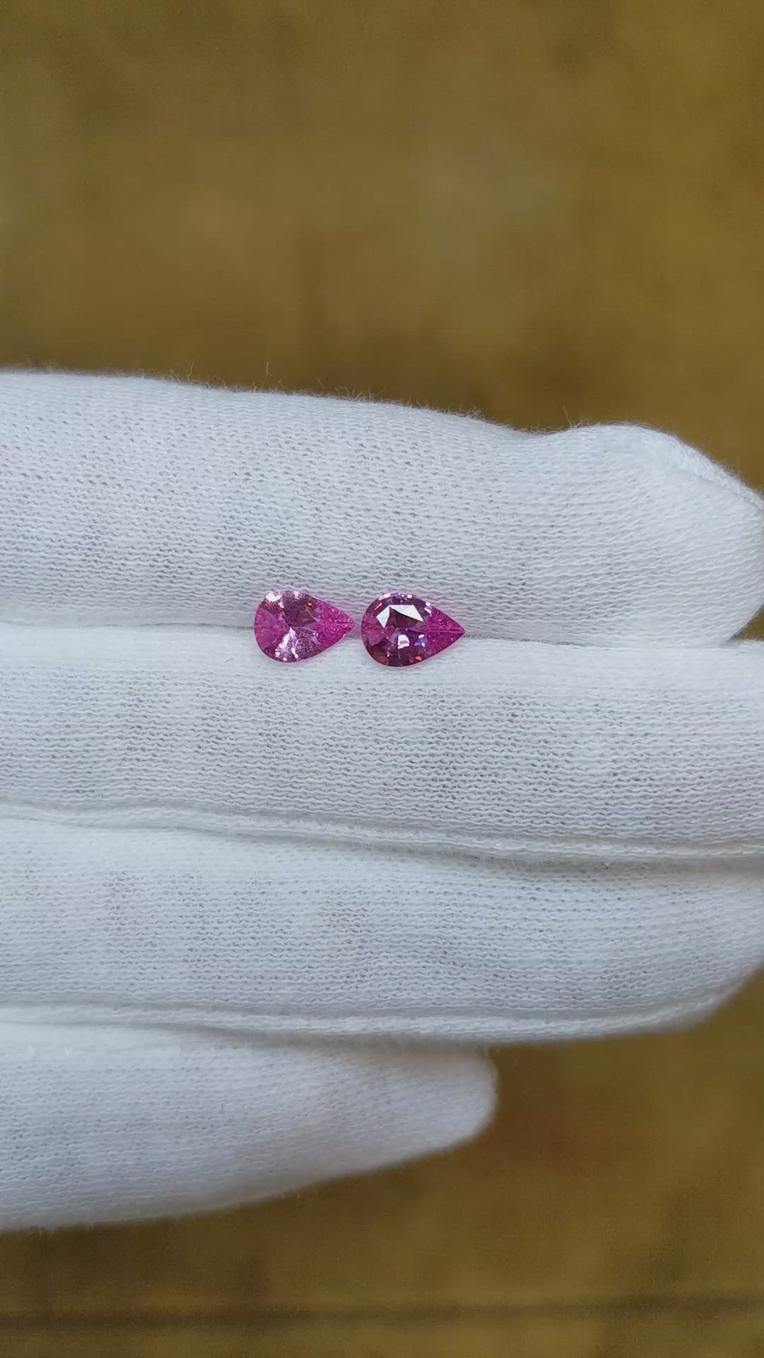 1.23&nbsp;Ct.Tw.Total Carat Weight Pink Sapphire Pair from Ceylon (Sri Lanka) Size Video