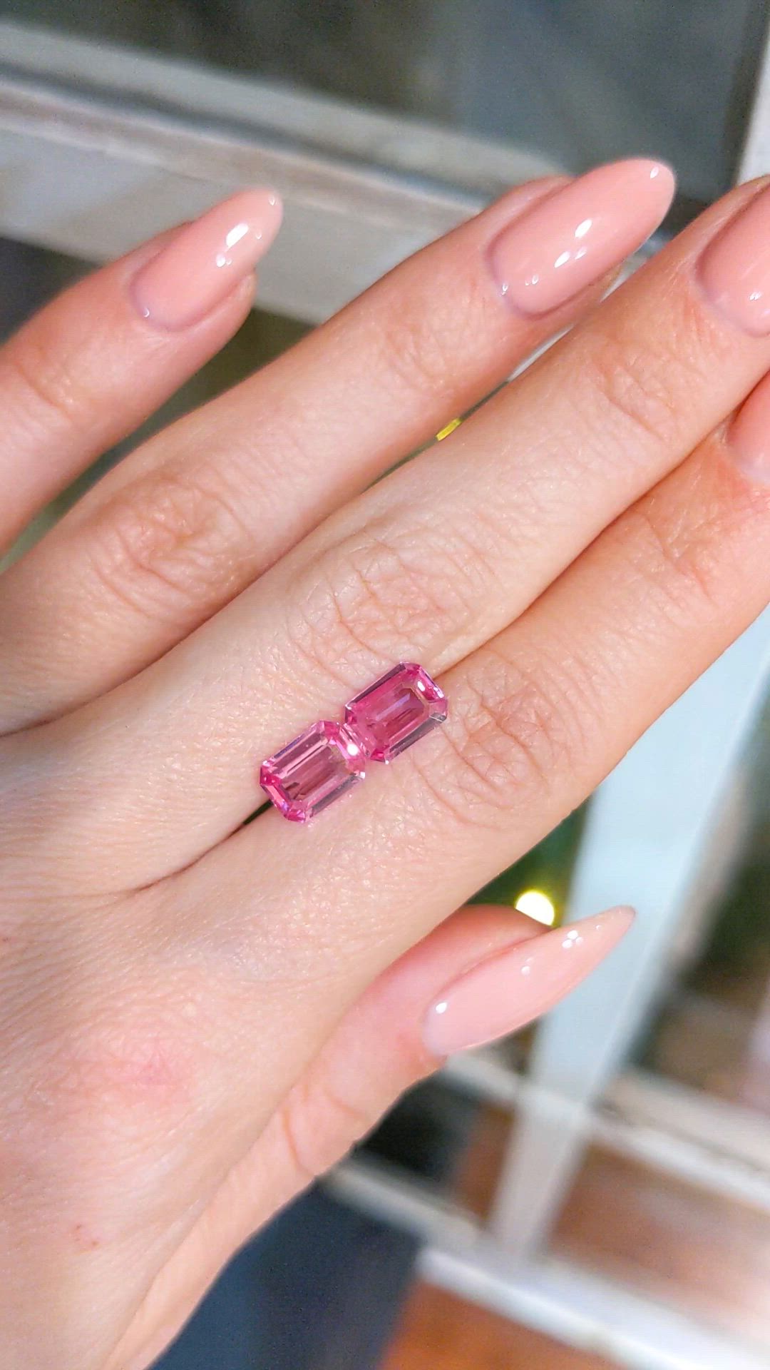 2.83 Ct.Tw.Total Carat Weight Pink Sapphire Pair from Ceylon (Sri Lanka) Size Video