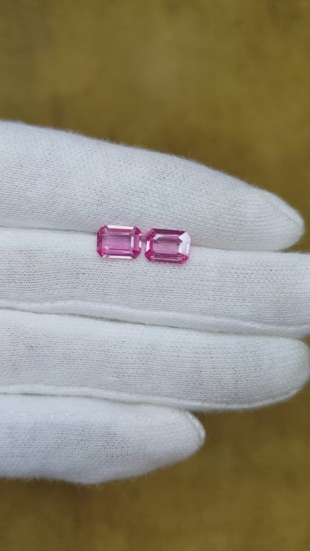 2.83 Ct.Tw.Total Carat Weight Pink Sapphire Pair from Ceylon (Sri Lanka) Size Video