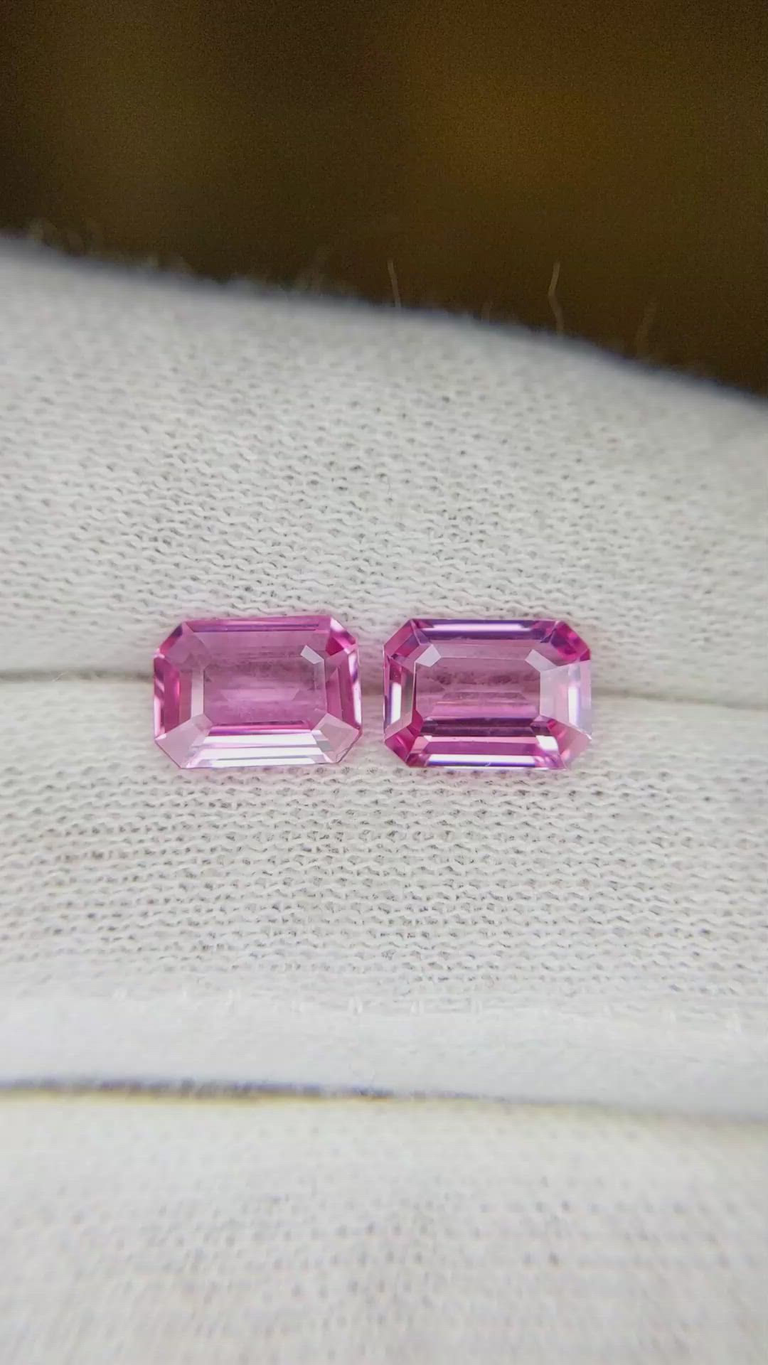 2.83 Ct.Tw.Total Carat Weight Pink Sapphire Pair from Ceylon (Sri Lanka) Size Video