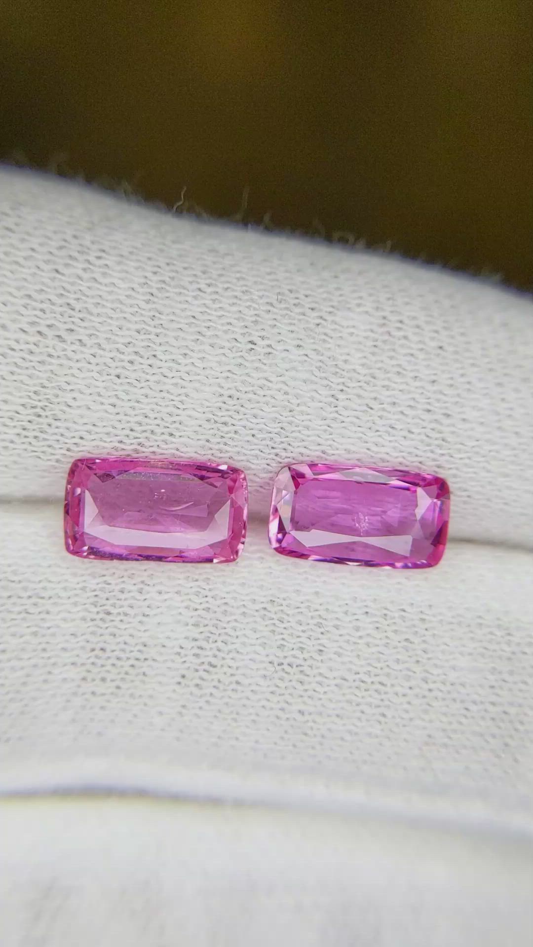 3.83&nbsp;Ct.Tw.Total Carat Weight Pink Sapphire Pair from Ceylon (Sri Lanka) Size Video