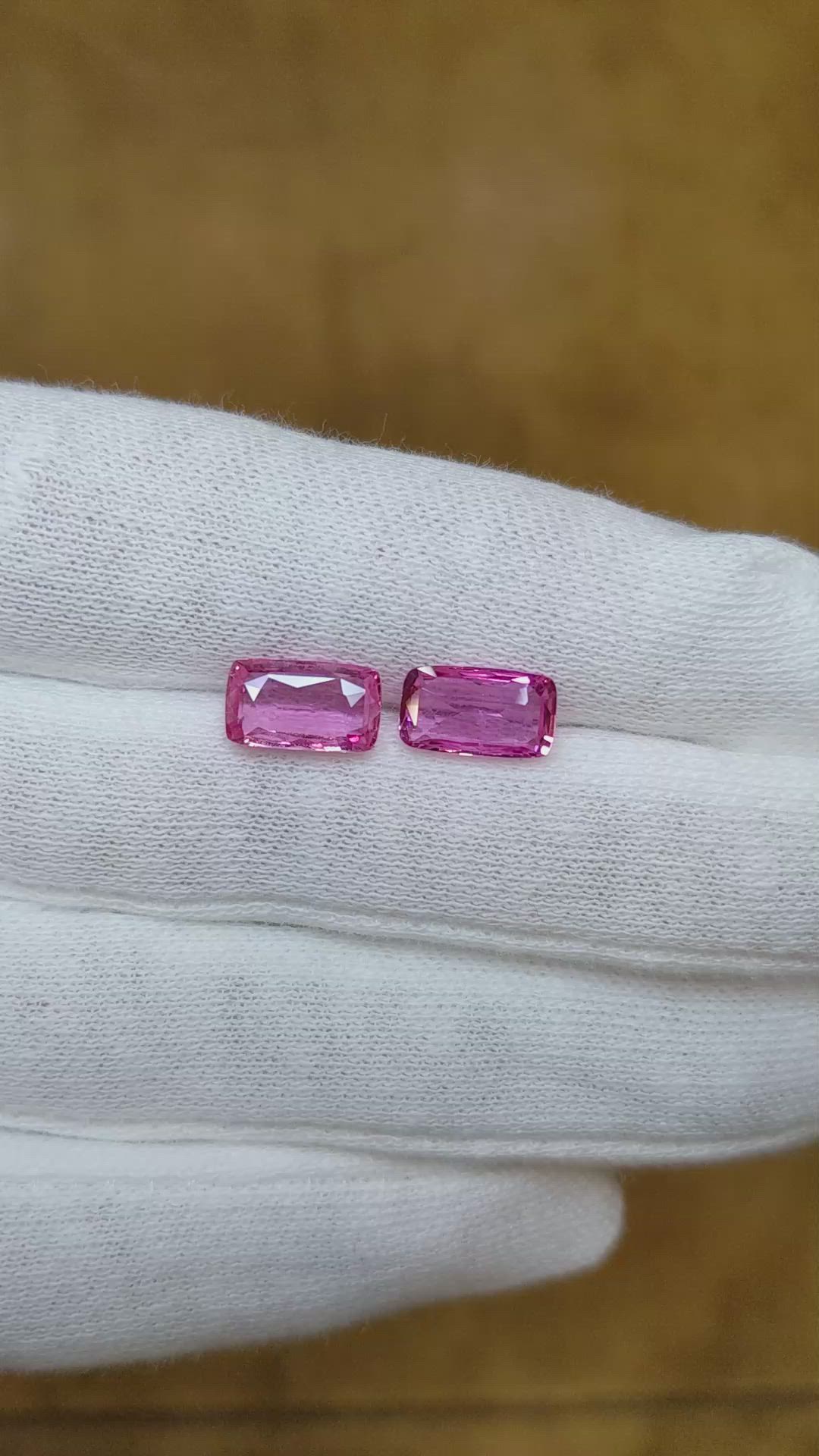3.83&nbsp;Ct.Tw.Total Carat Weight Pink Sapphire Pair from Ceylon (Sri Lanka) Size Video