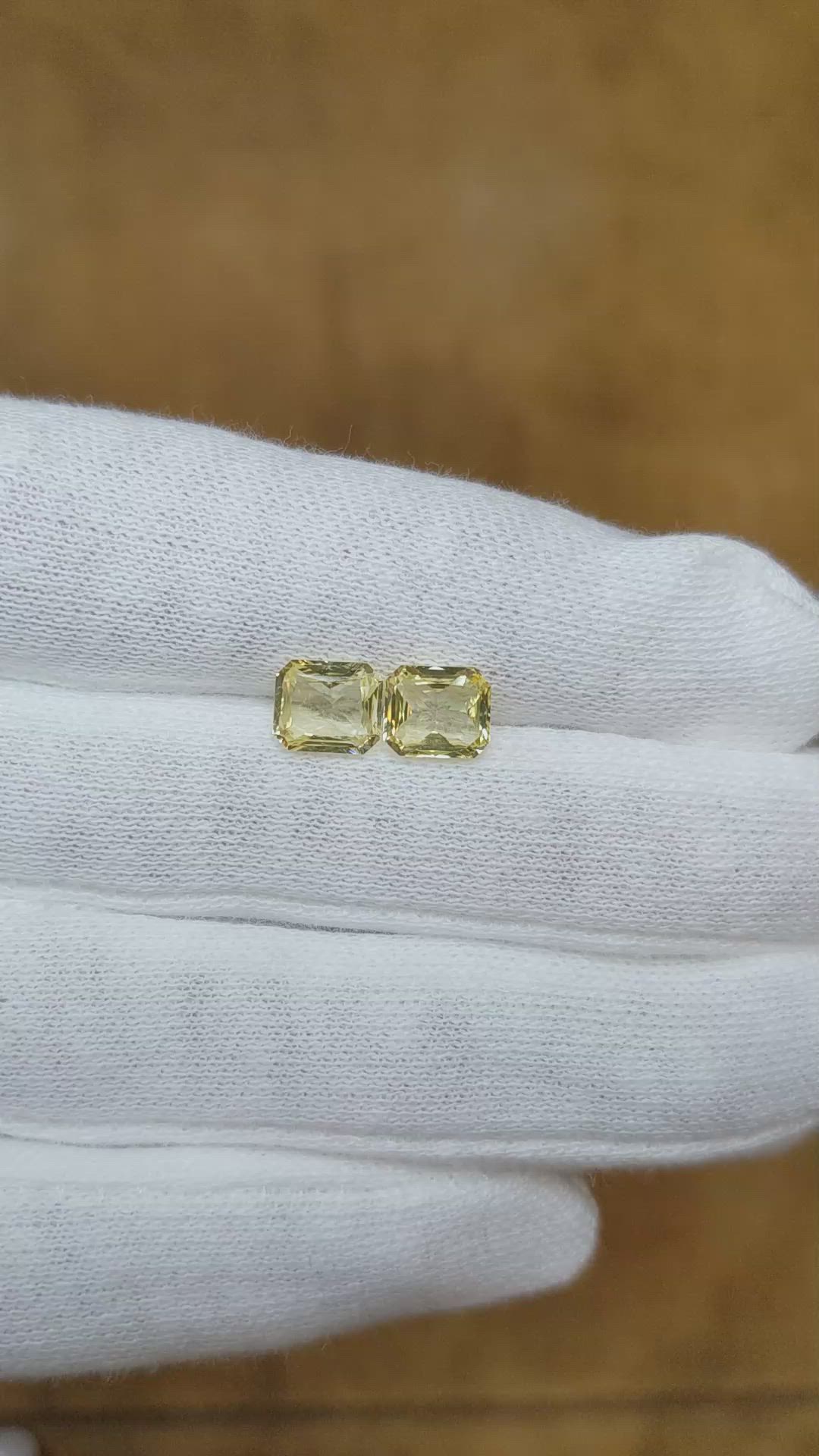 2.75 Ct.Tw.Total Carat Weight Yellow Sapphire Pair from Ceylon (Sri Lanka) Size Video