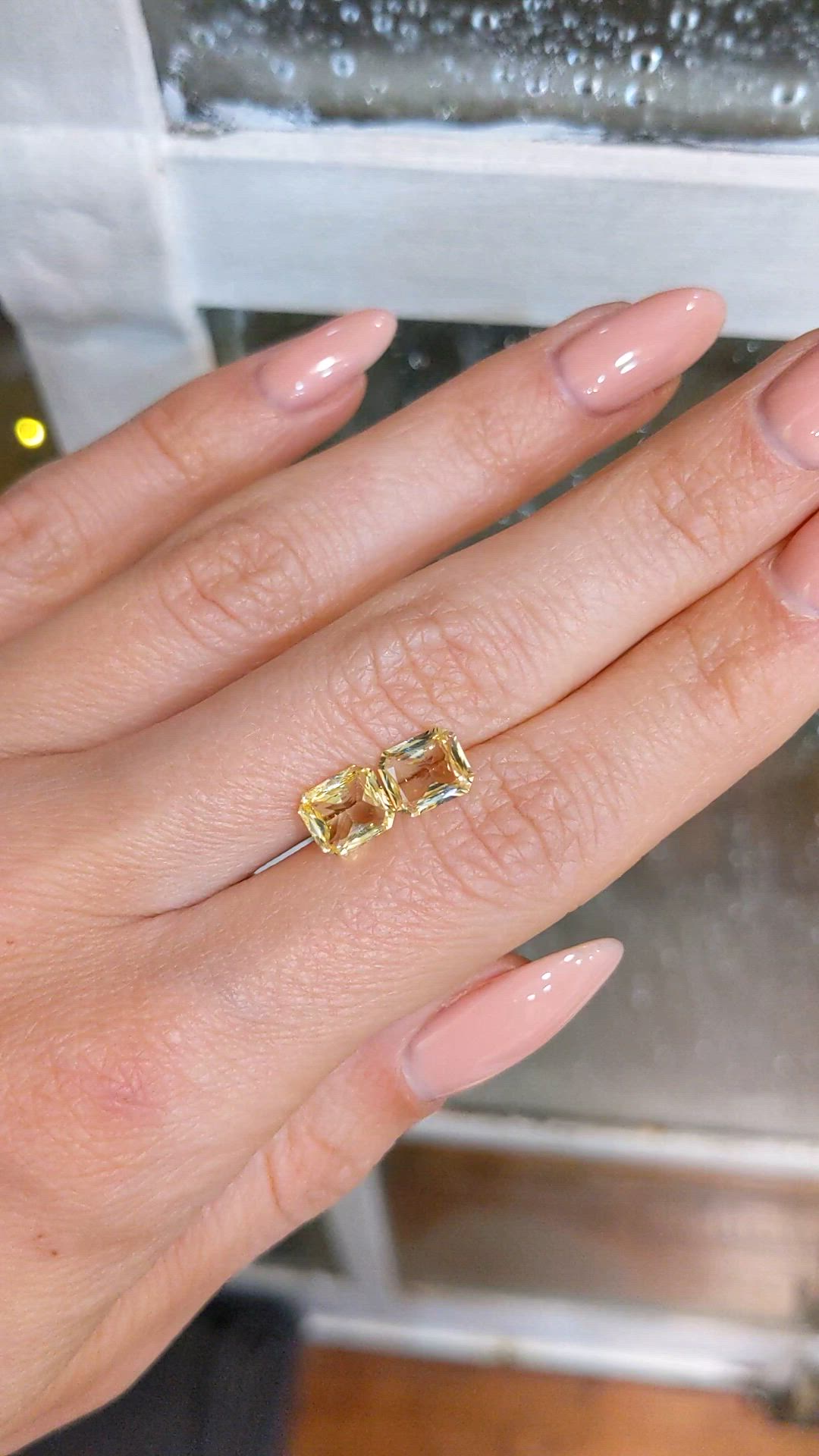 2.75 Ct.Tw.Total Carat Weight Yellow Sapphire Pair from Ceylon (Sri Lanka) Size Video