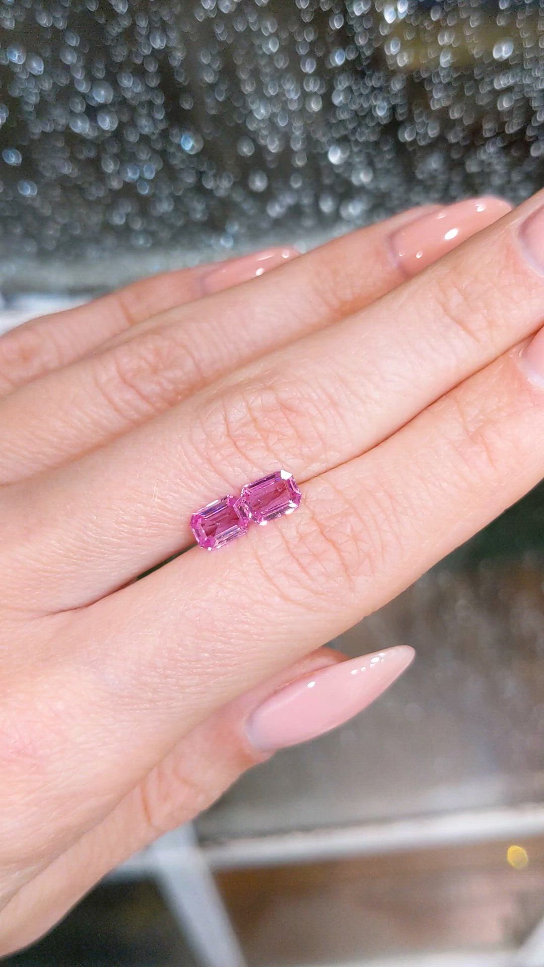 1.67 Ct.Tw.Total Carat Weight Pink Sapphire Pair from Ceylon (Sri Lanka) Size Video