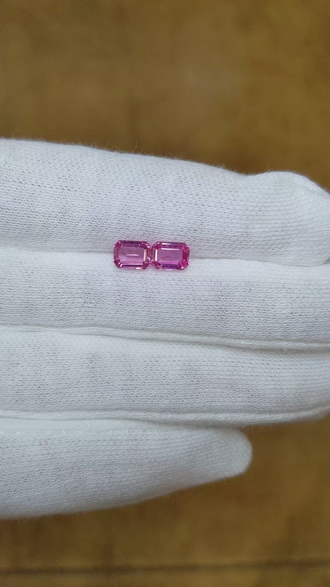 1.67 Ct.Tw.Total Carat Weight Pink Sapphire Pair from Ceylon (Sri Lanka) Size Video
