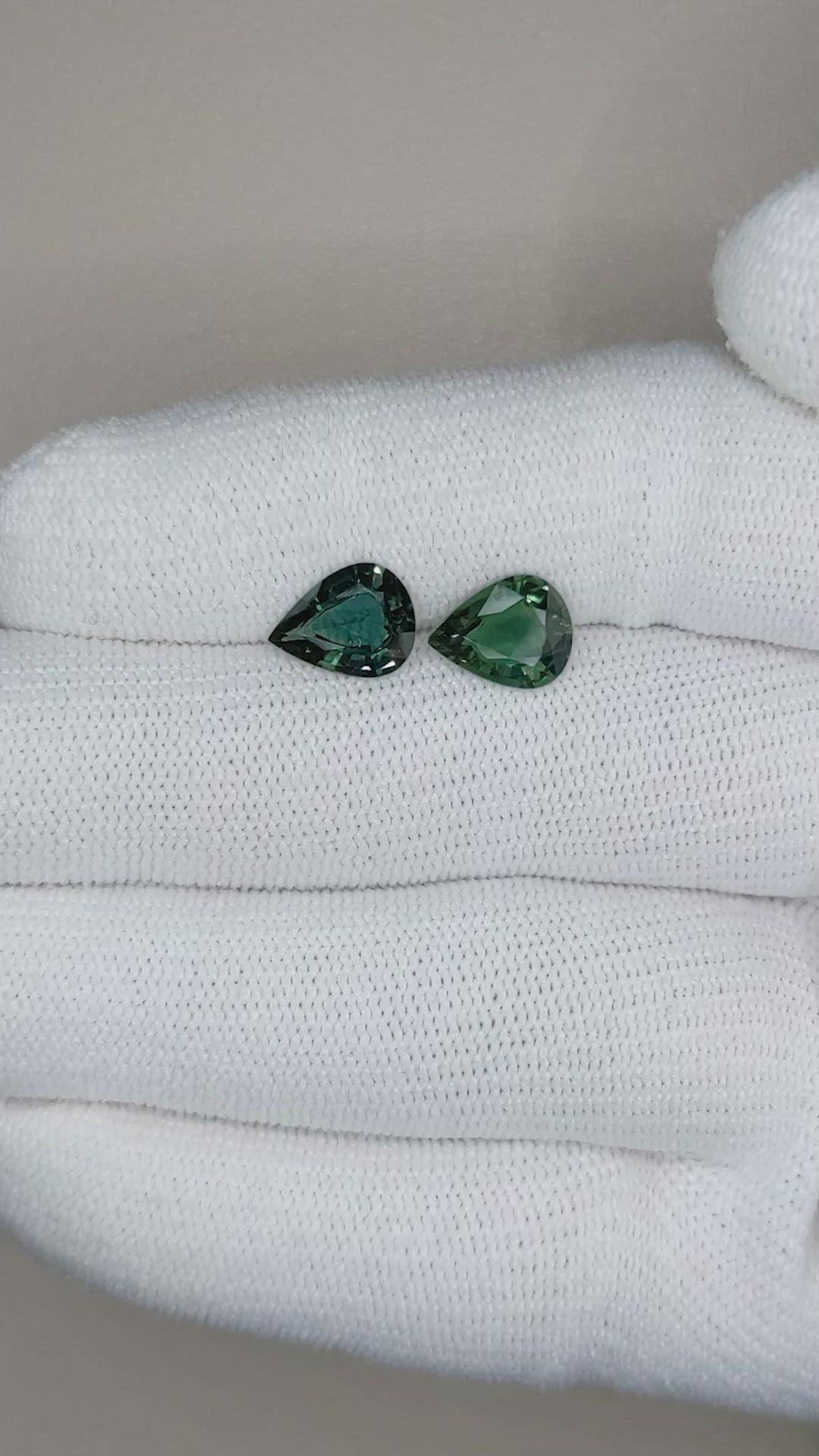 3.44 Ct.Tw.Total Carat Weight Bluish Green Sapphire Pair from Ceylon (Sri Lanka) Size Video