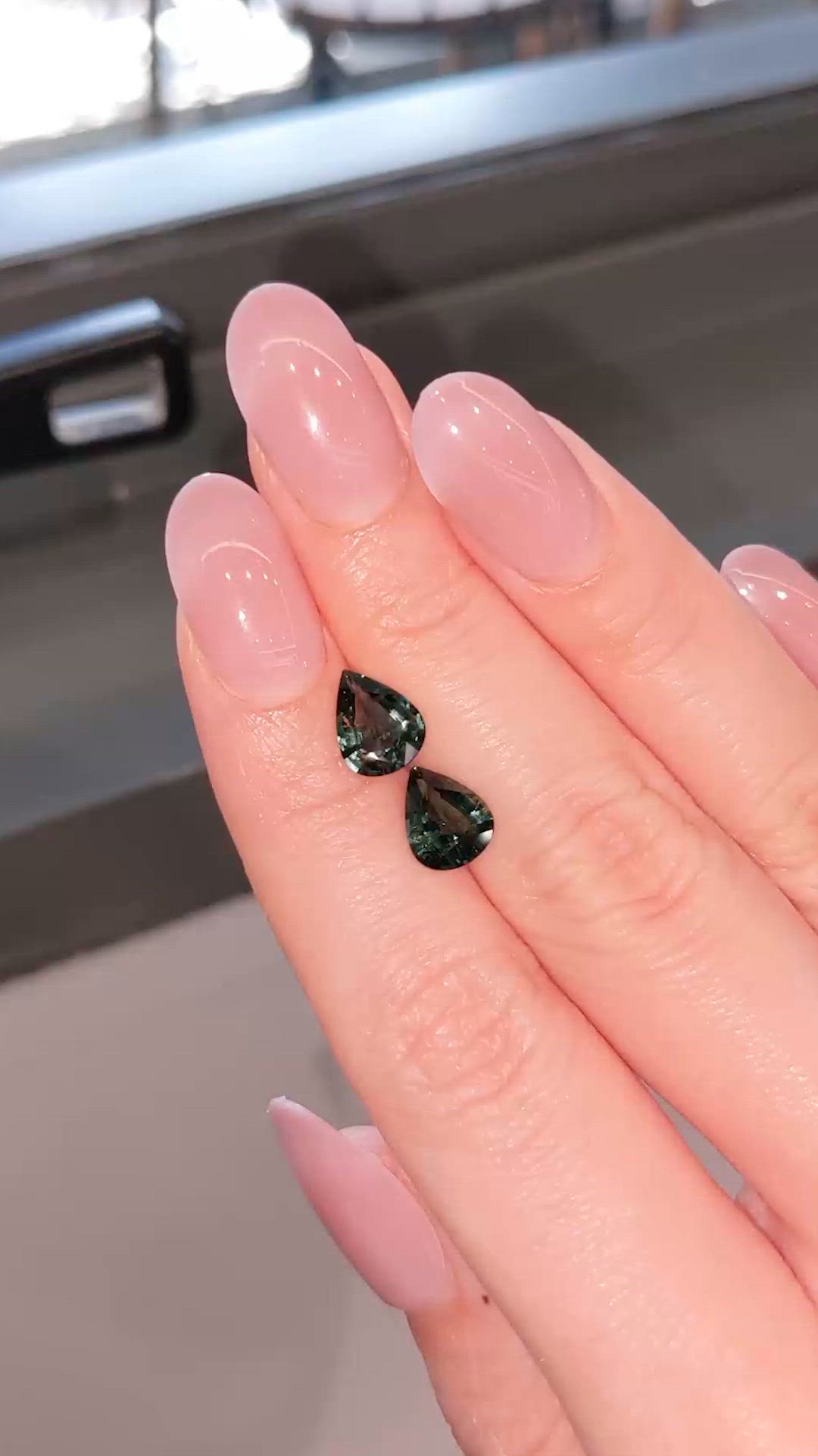 3.44 Ct.Tw.Total Carat Weight Bluish Green Sapphire Pair from Ceylon (Sri Lanka) Size Video