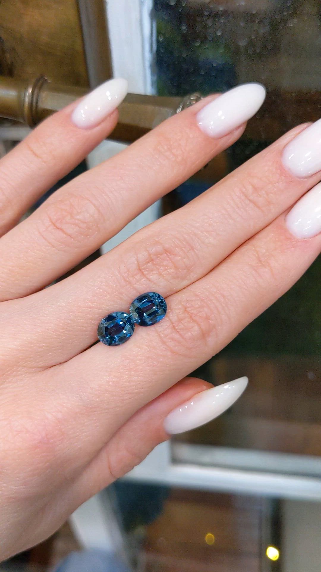 3.61 Ct.Tw.Total Carat Weight Blue Sapphire Pair from Ceylon (Sri Lanka) Size Video