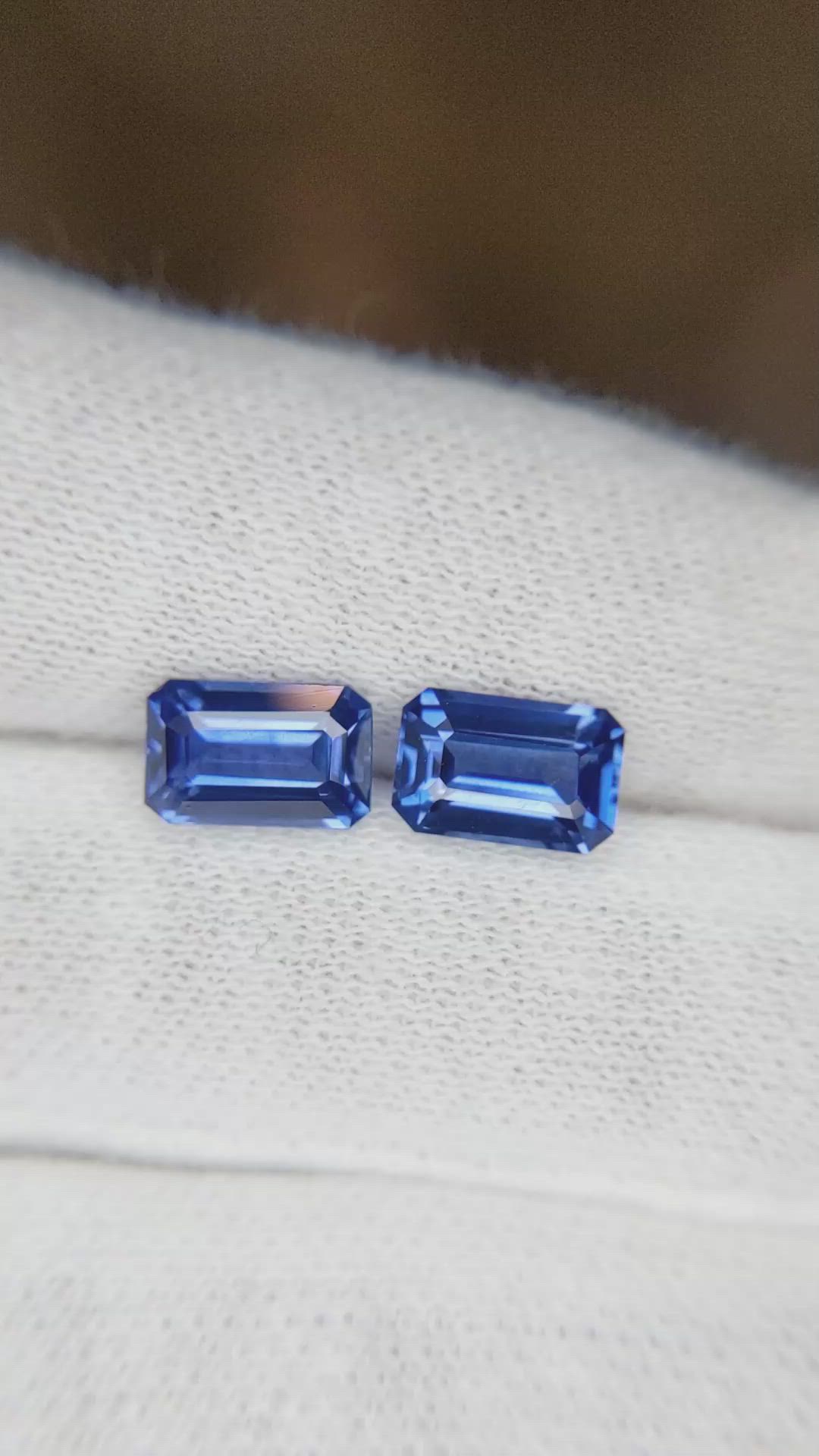 3.49 Ct.Tw.Total Carat Weight Blue Sapphire Pair from Ceylon (Sri Lanka) Size Video