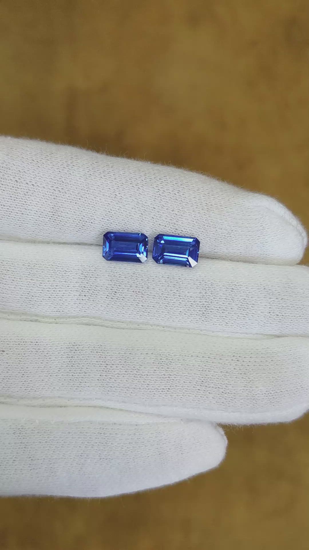 3.49 Ct.Tw.Total Carat Weight Blue Sapphire Pair from Ceylon (Sri Lanka) Size Video