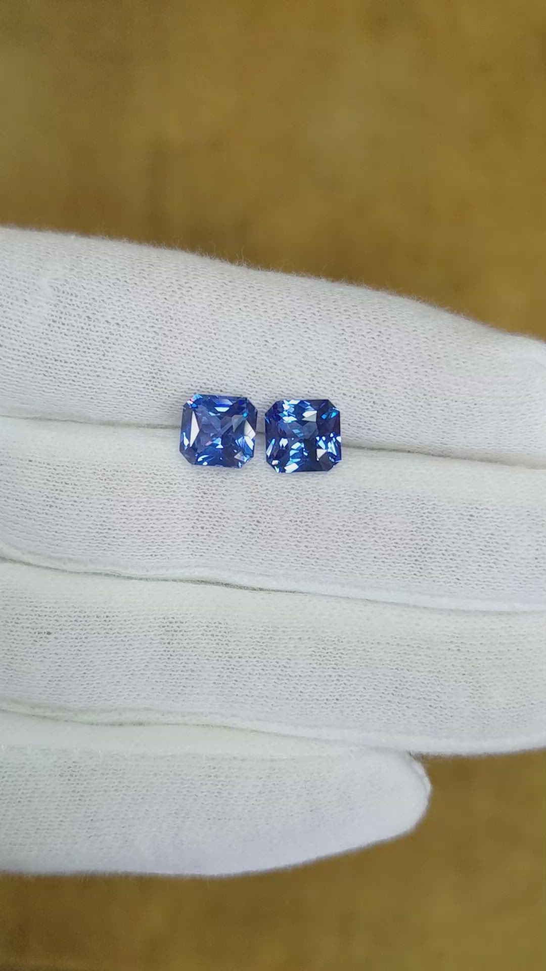 4.38&nbsp;Ct.Tw.Total Carat Weight Blue Sapphire Pair from Ceylon (Sri Lanka) Size Video