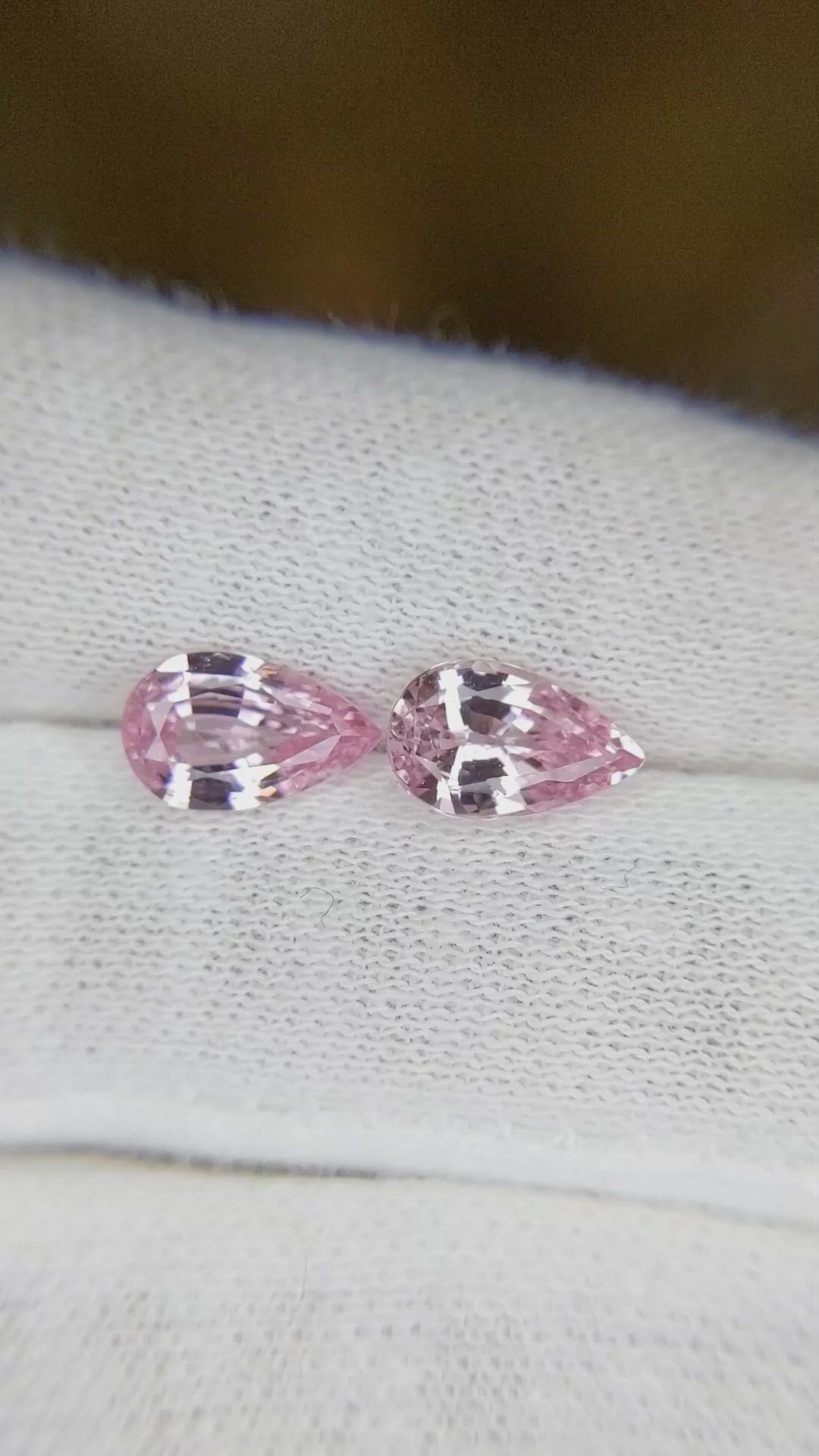 3.13 Ct.Tw.Total Carat Weight Padparadscha Sapphire Pair from Madagascar Size Video