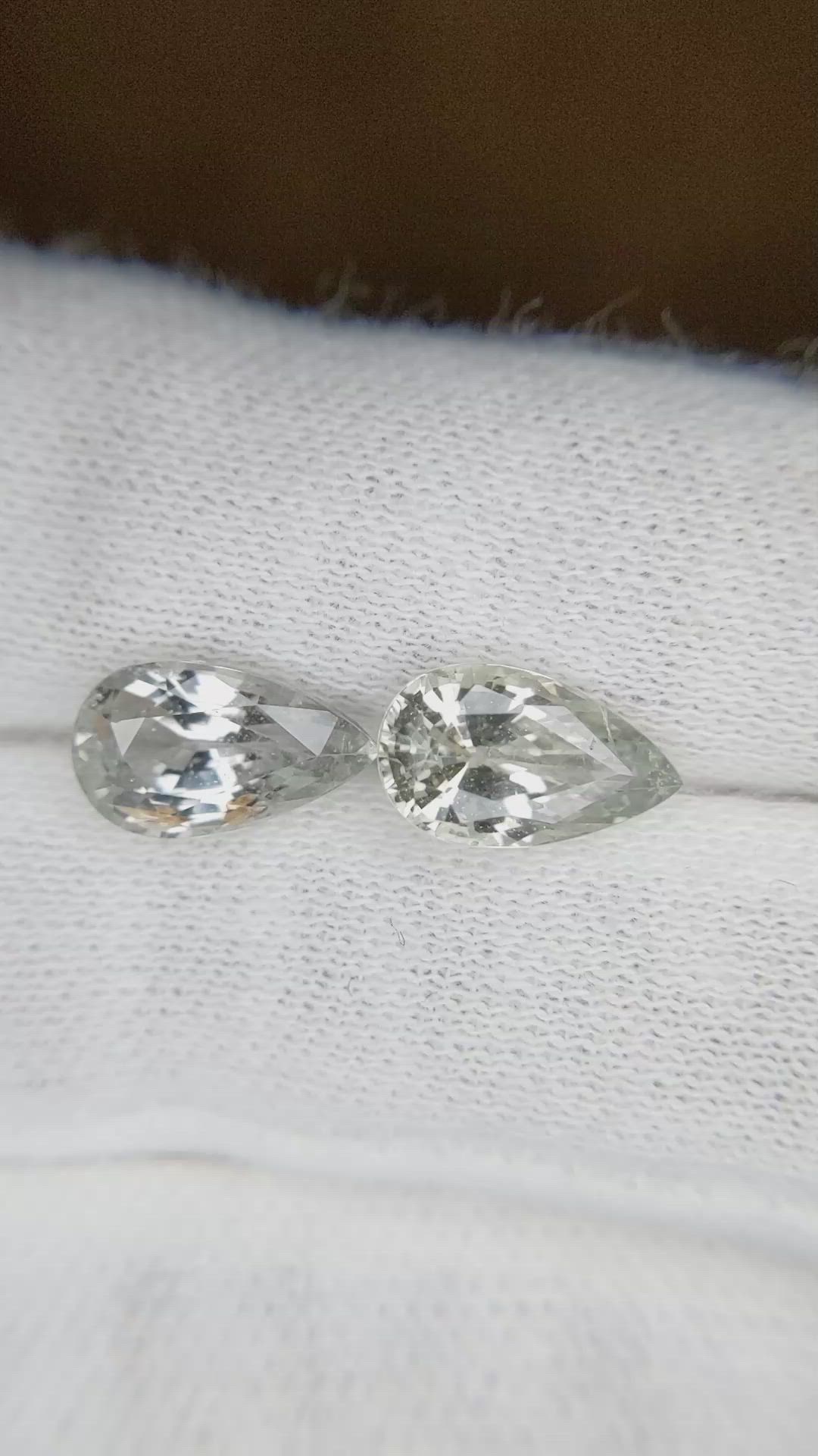 5.82 Ct.Tw.Total Carat Weight Green Sapphire Pair from Ceylon (Sri Lanka) Size Video