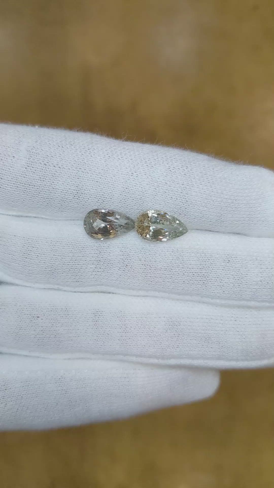 5.82 Ct.Tw.Total Carat Weight Green Sapphire Pair from Ceylon (Sri Lanka) Size Video