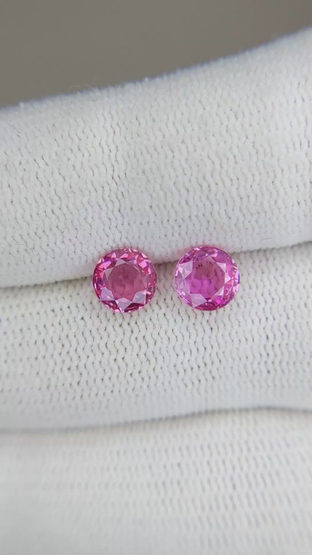 2.10 Ct.Tw.Total Carat Weight Pink Sapphire Pair from Ceylon (Sri Lanka) Size Video