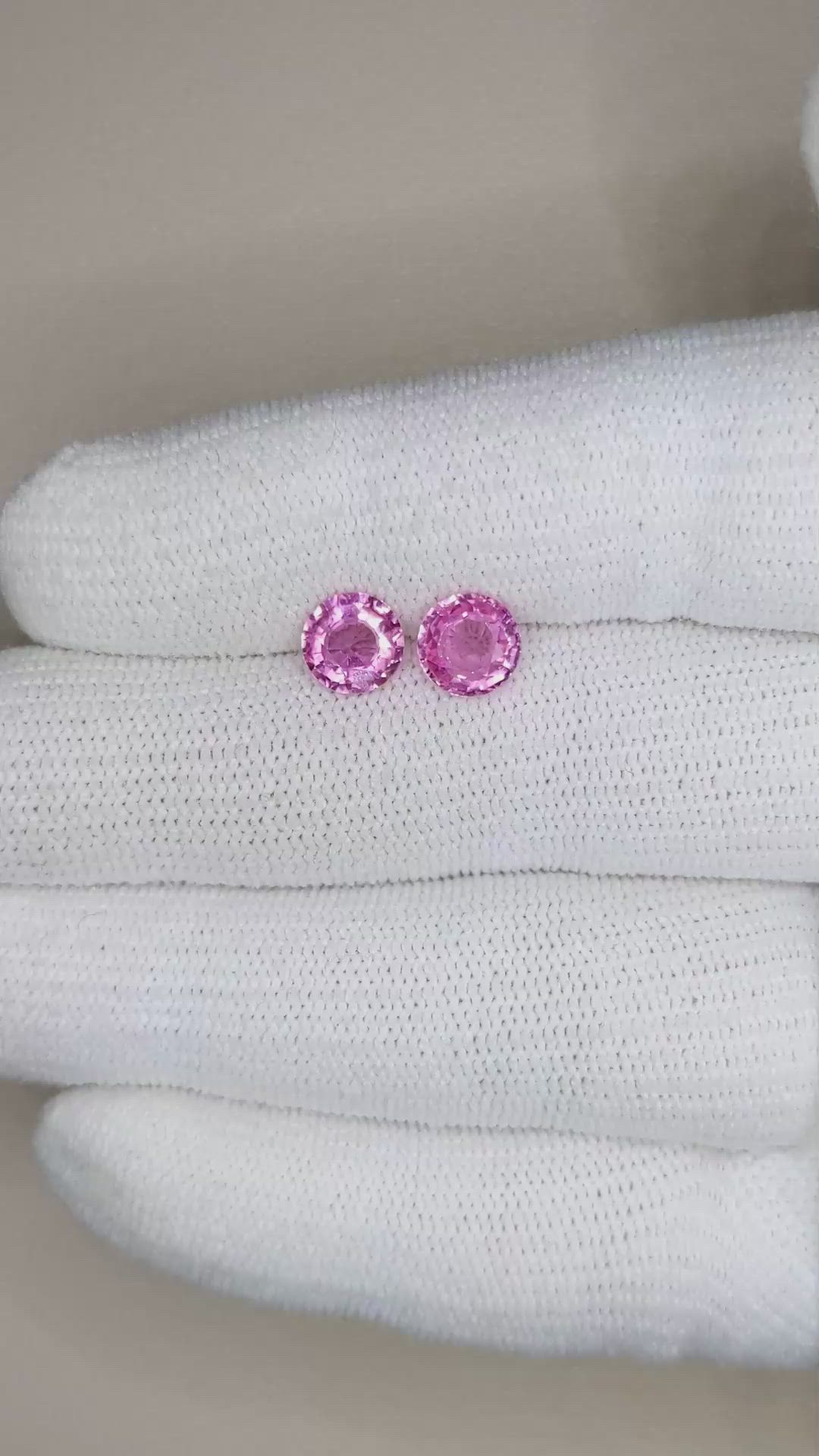 2.49 Ct.Tw.Total Carat Weight Pink Sapphire Pair from Ceylon (Sri Lanka) Size Video