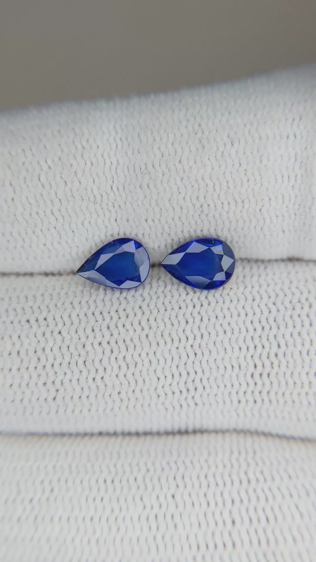 1.53 Ct.Tw.Total Carat Weight Blue Sapphire Pair from Ceylon (Sri Lanka) Size Video