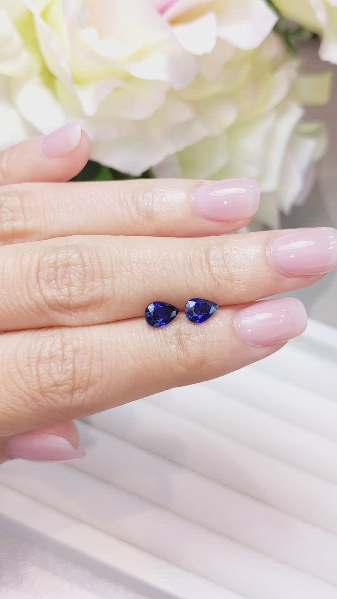 1.53 Ct.Tw.Total Carat Weight Blue Sapphire Pair from Ceylon (Sri Lanka) Size Video