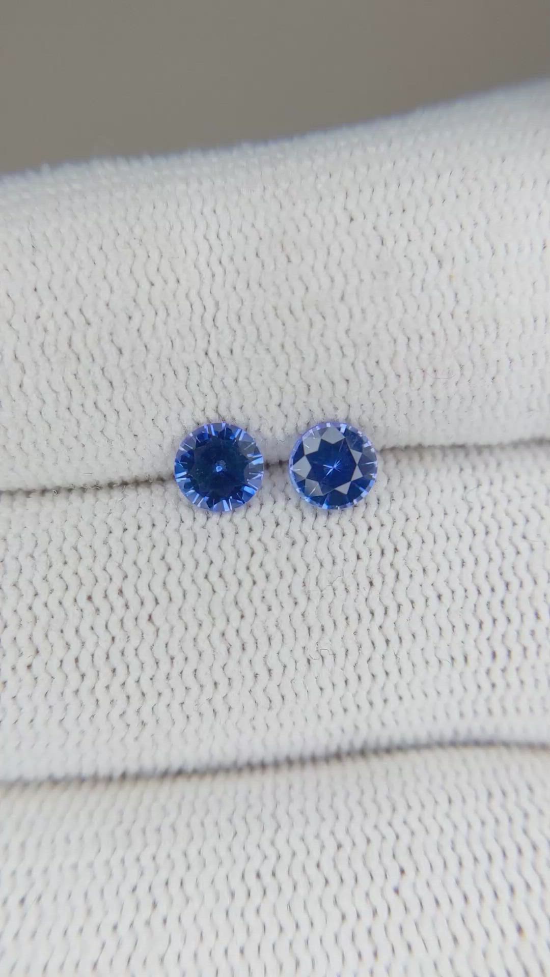 0.92&nbsp;Ct.Tw.Total Carat Weight Blue Sapphire Pair from Ceylon (Sri Lanka) Size Video