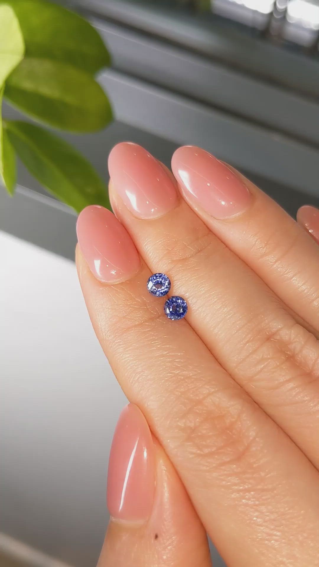 0.76 Ct.Tw.Total Carat Weight Blue Sapphire Pair from Ceylon (Sri Lanka) Size Video