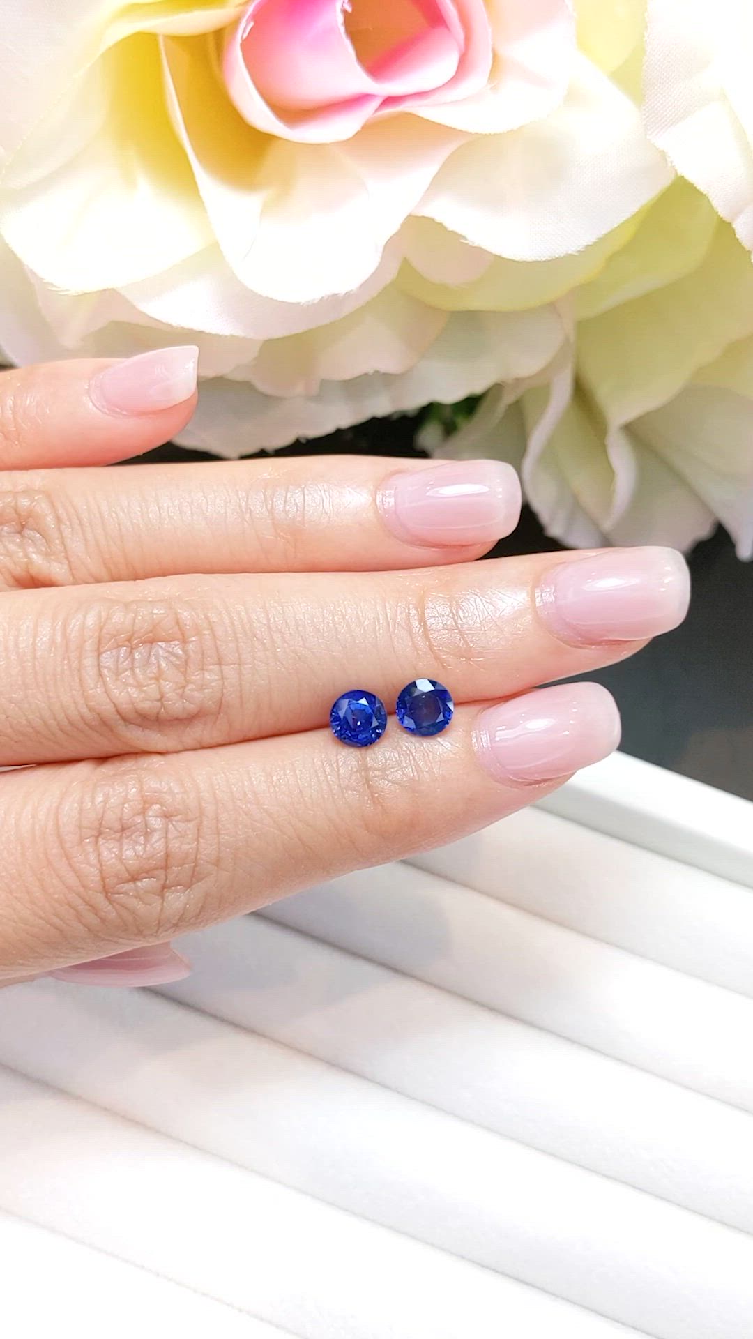 1.85 Ct.Tw.Total Carat Weight Blue Sapphire Pair from Ceylon (Sri Lanka) Size Video