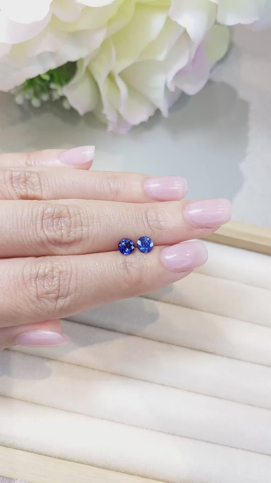 1.23 Ct.Tw.Total Carat Weight Blue Sapphire Pair from Ceylon (Sri Lanka) Size Video