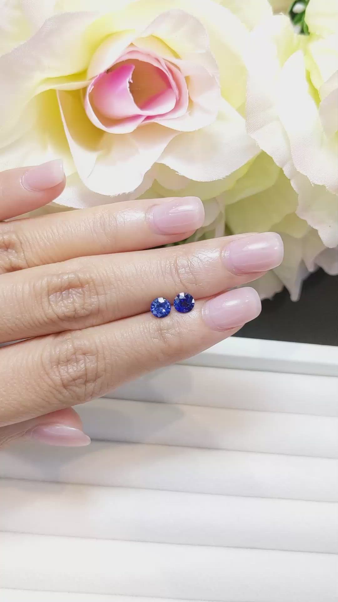 1.27 Ct.Tw.Total Carat Weight Blue Sapphire Pair from Ceylon (Sri Lanka) Size Video