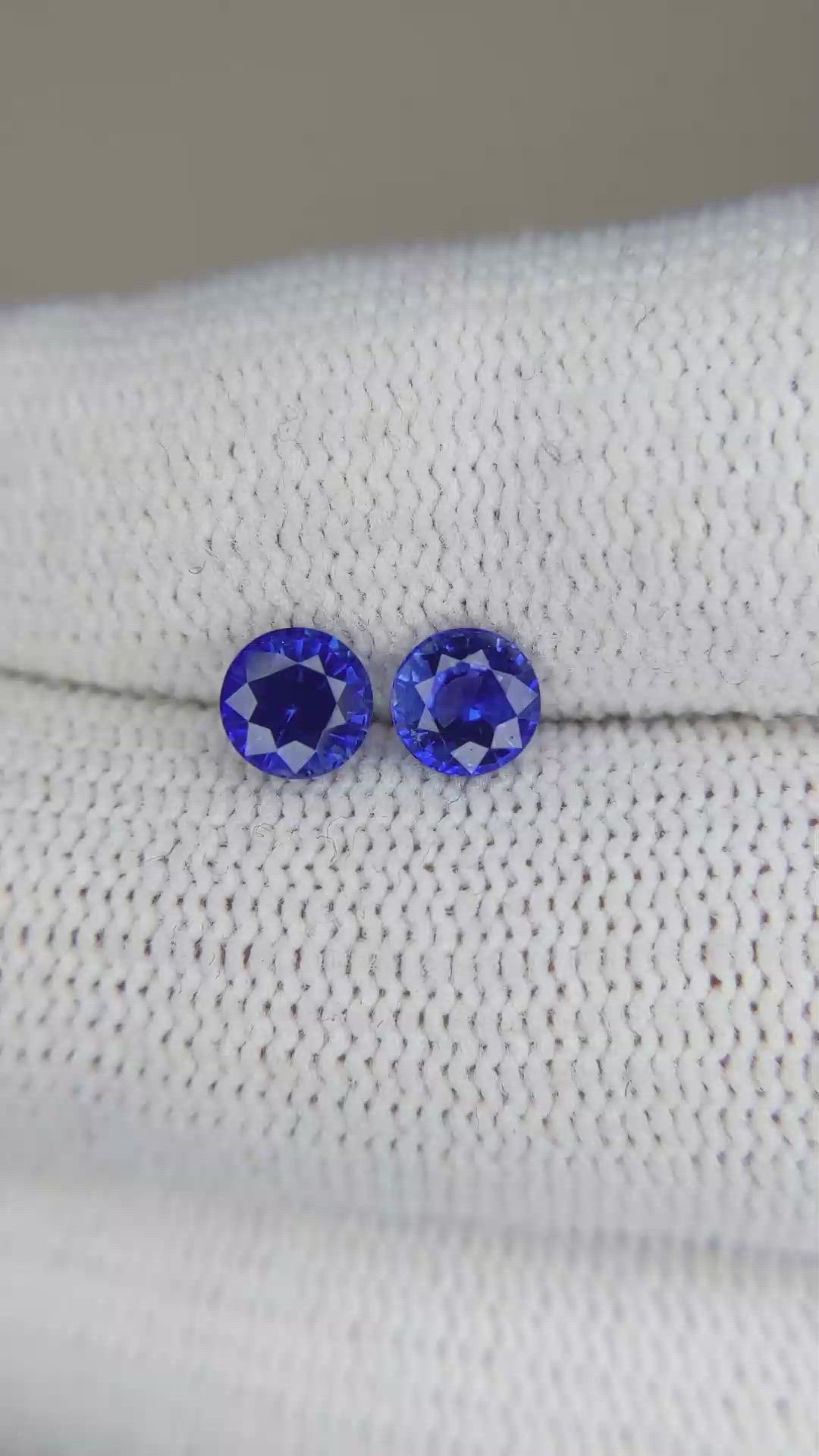 1.41 Ct.Tw.Total Carat Weight Blue Sapphire Pair from Ceylon (Sri Lanka) Size Video
