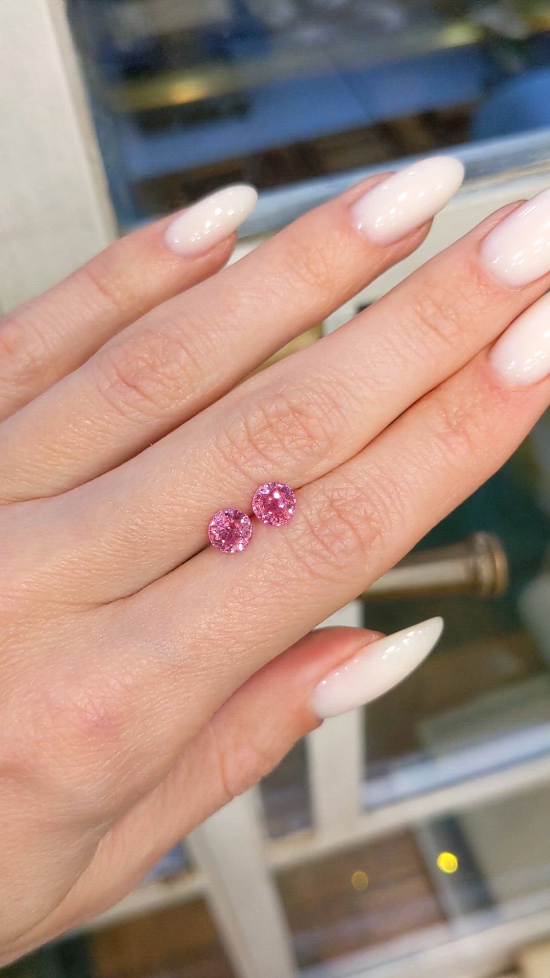 1.82&nbsp;Ct.Tw.Total Carat Weight Pink Sapphire Pair from Ceylon (Sri Lanka) Size Video
