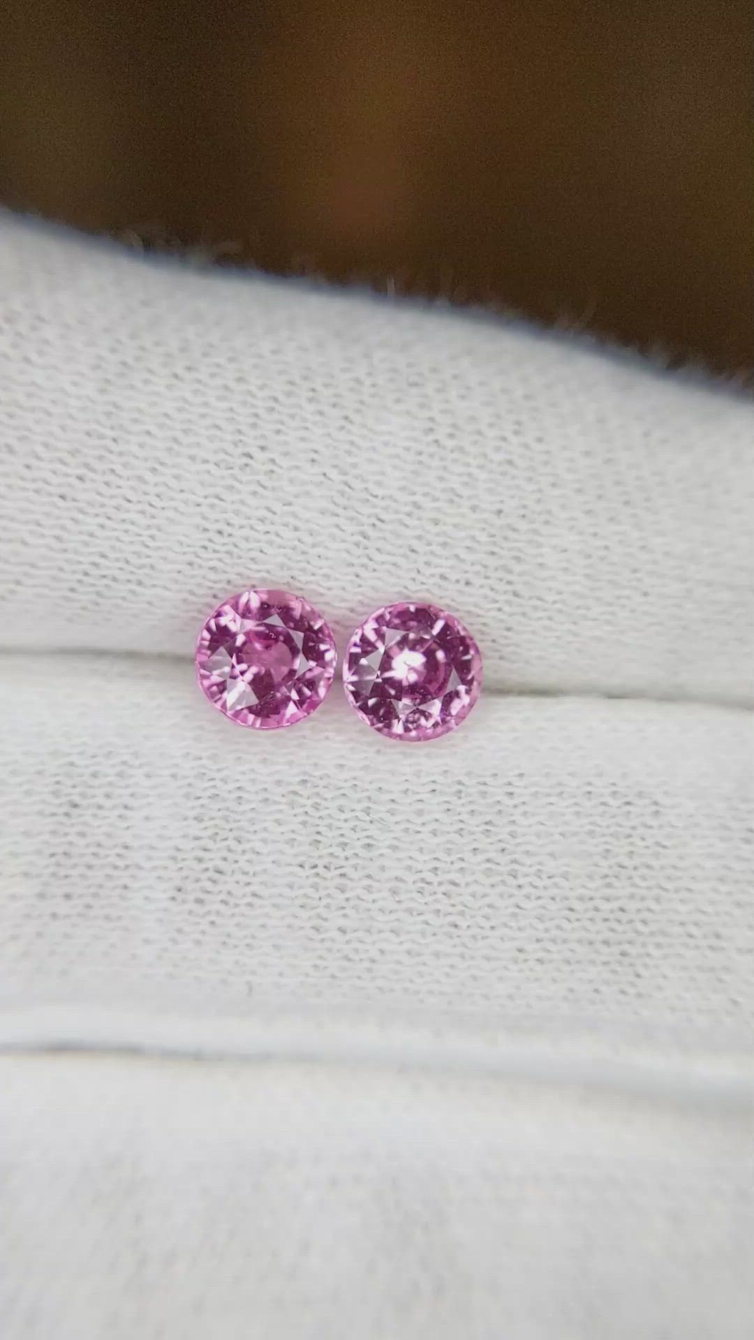 2.08 Ct.Tw.Total Carat Weight Pink Sapphire Pair from Ceylon (Sri Lanka) Size Video