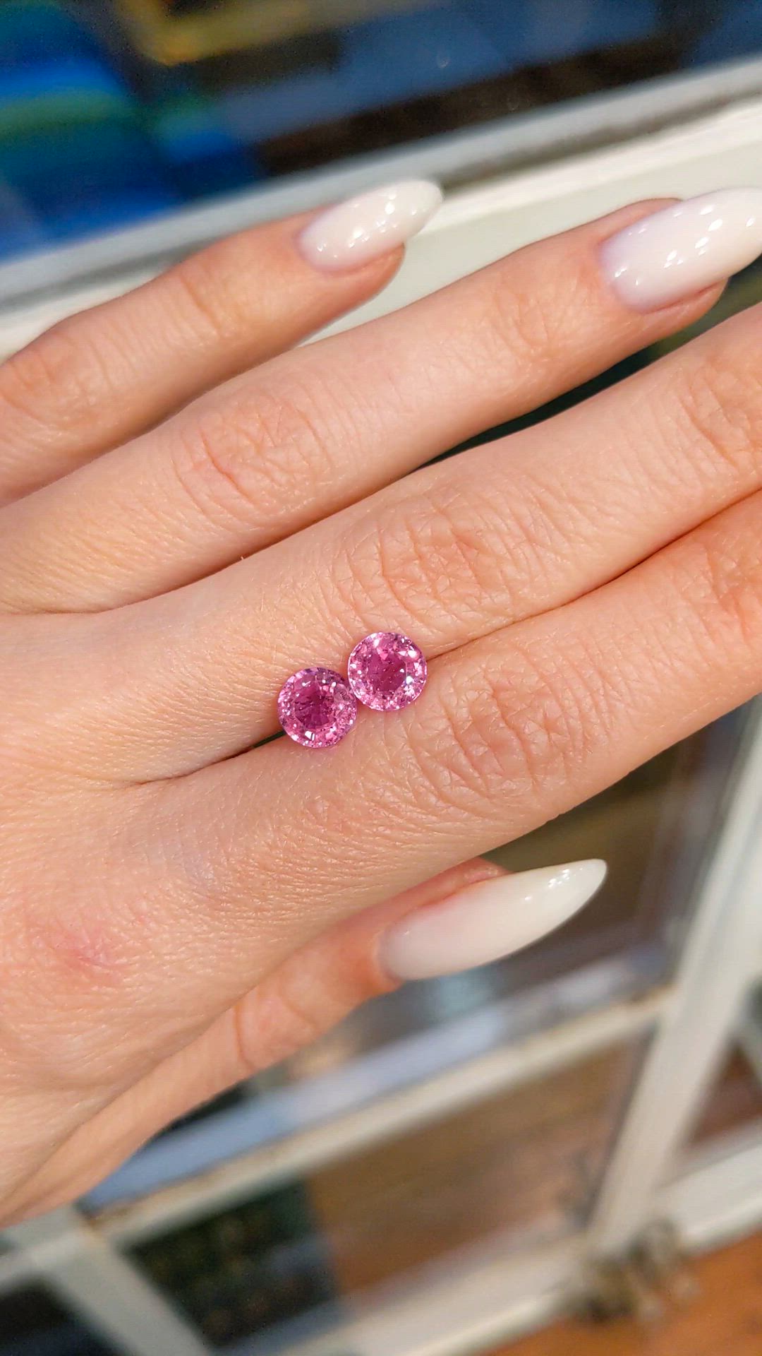 2.58&nbsp;Ct.Tw.Total Carat Weight Pink Sapphire Pair from Ceylon (Sri Lanka) Size Video
