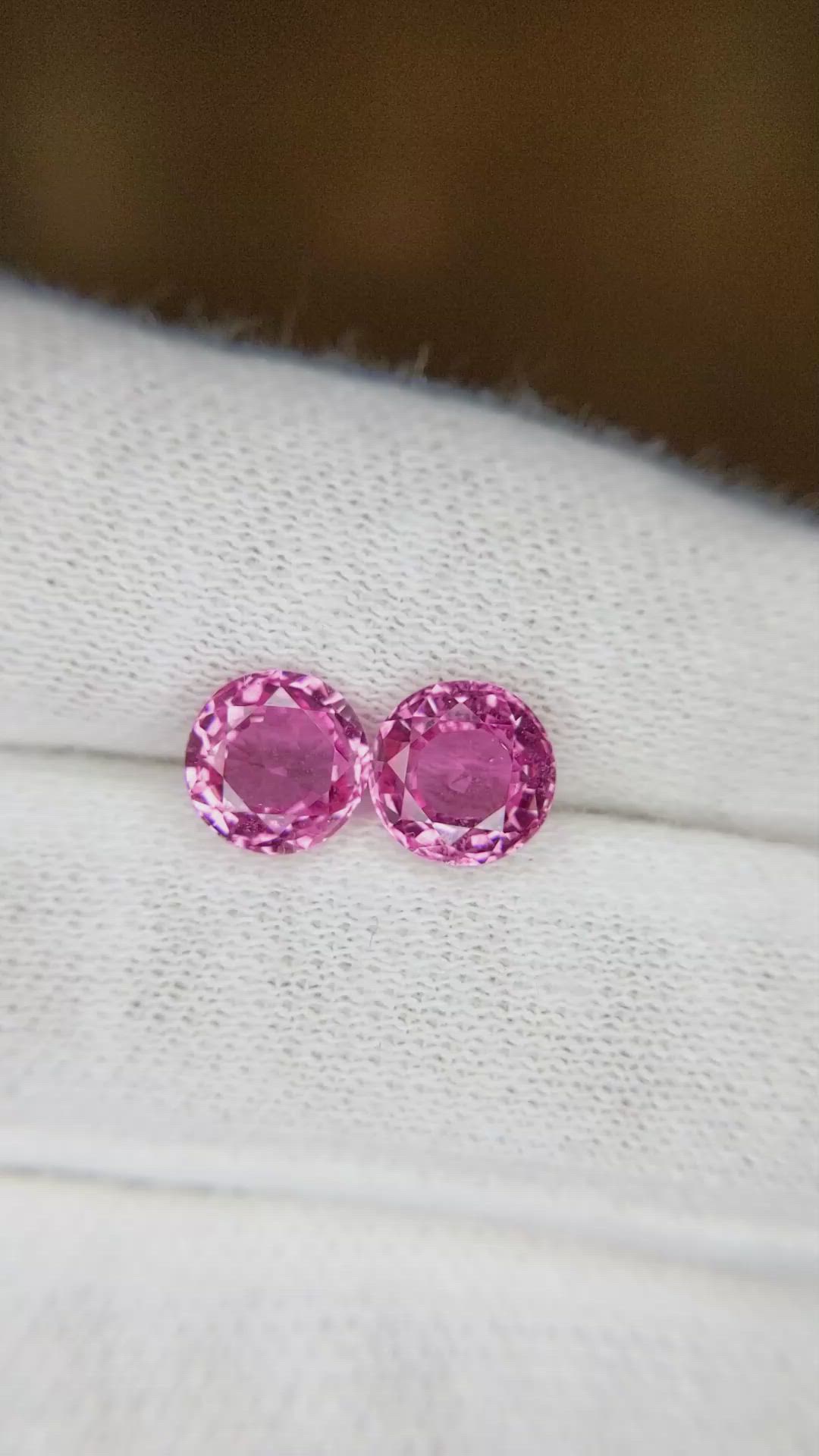 3.04&nbsp;Ct.Tw.Total Carat Weight Pink Sapphire Pair from Ceylon (Sri Lanka) Size Video
