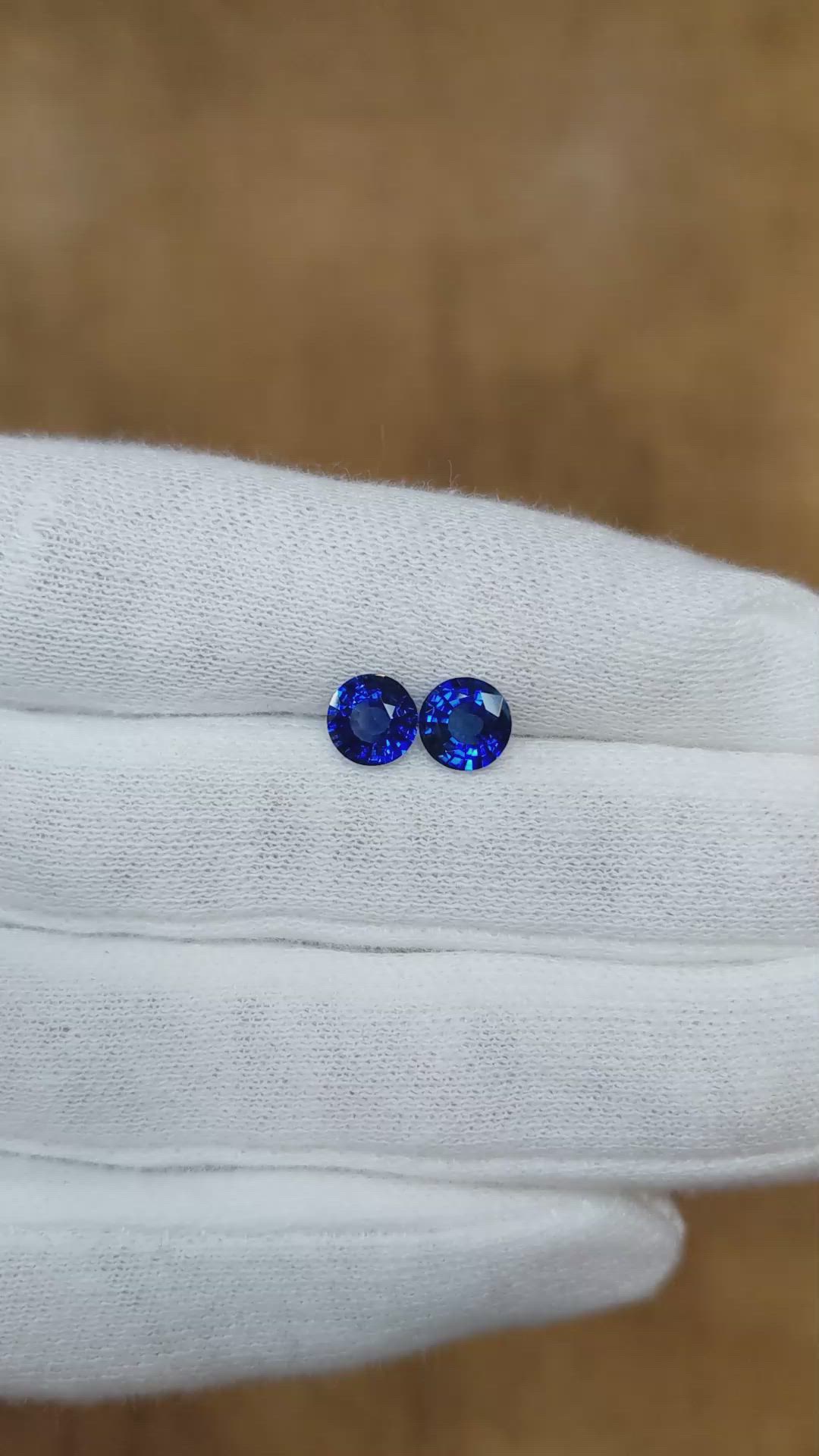 2.15 Ct.Tw.Total Carat Weight Blue Sapphire Pair from Ceylon (Sri Lanka) Size Video