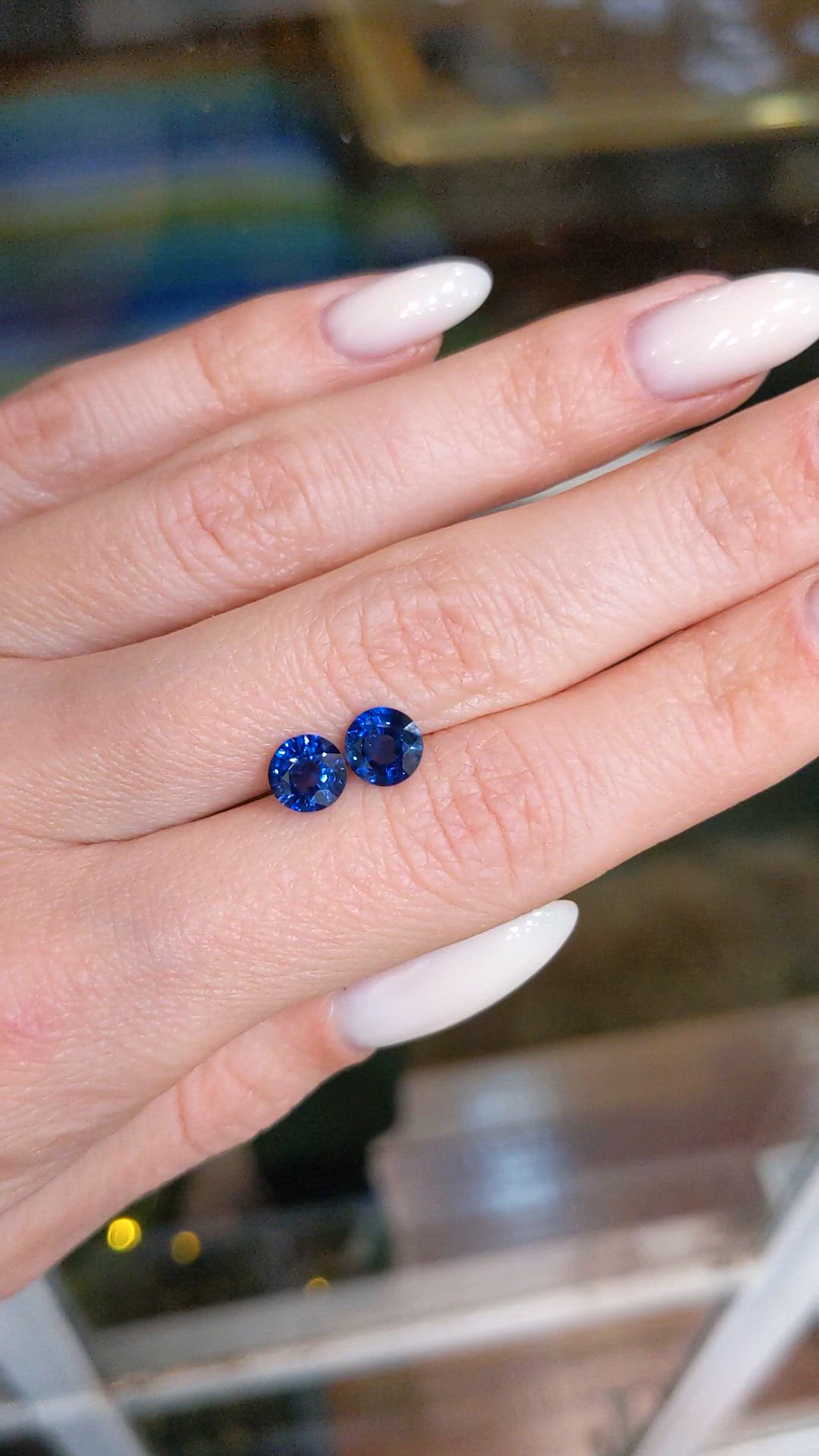 2.15 Ct.Tw.Total Carat Weight Blue Sapphire Pair from Ceylon (Sri Lanka) Size Video