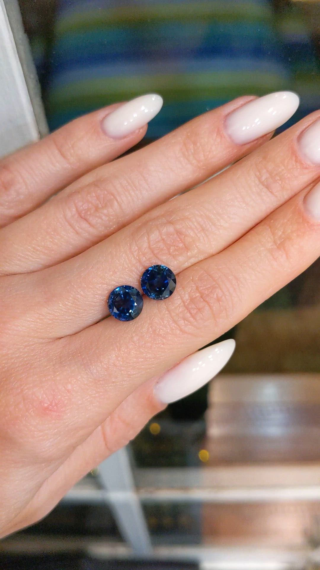 4.53&nbsp;Ct.Tw.Total Carat Weight Blue Sapphire Pair from Ceylon (Sri Lanka) Size Video