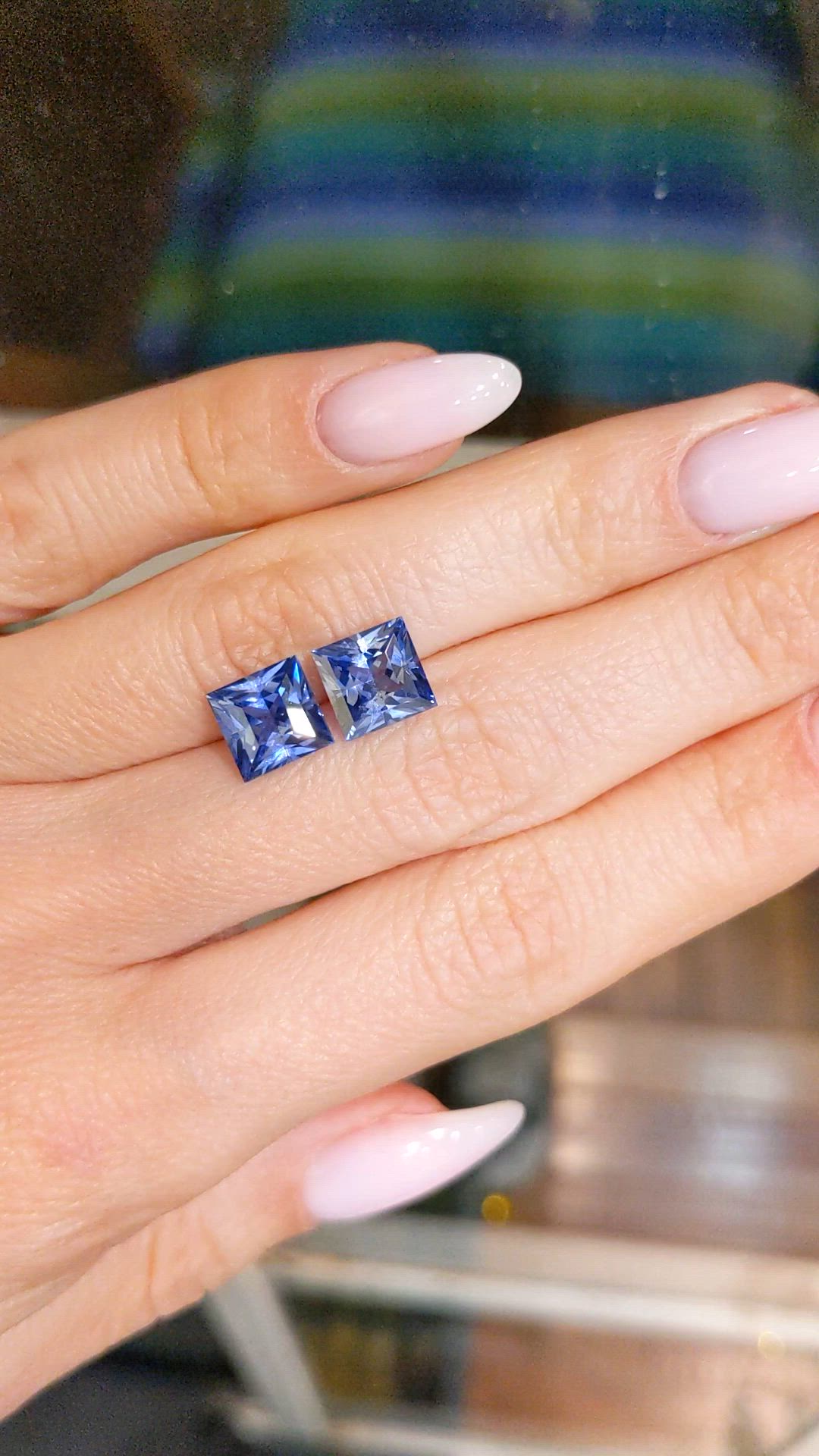 5.60&nbsp;Ct.Tw.Total Carat Weight Blue Sapphire Pair from Ceylon (Sri Lanka) Size Video