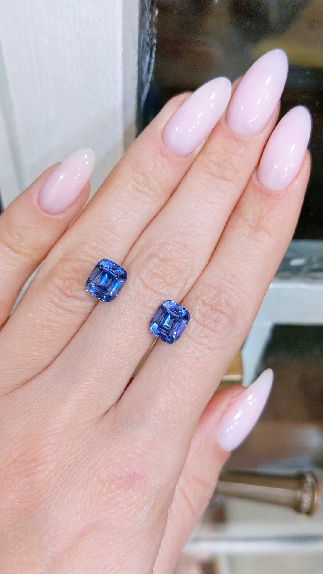 5.57 Ct.Tw.Total Carat Weight Blue Sapphire Pair from Ceylon (Sri Lanka) Size Video