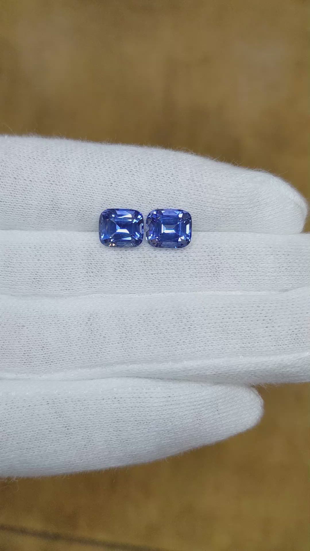 5.57 Ct.Tw.Total Carat Weight Blue Sapphire Pair from Ceylon (Sri Lanka) Size Video