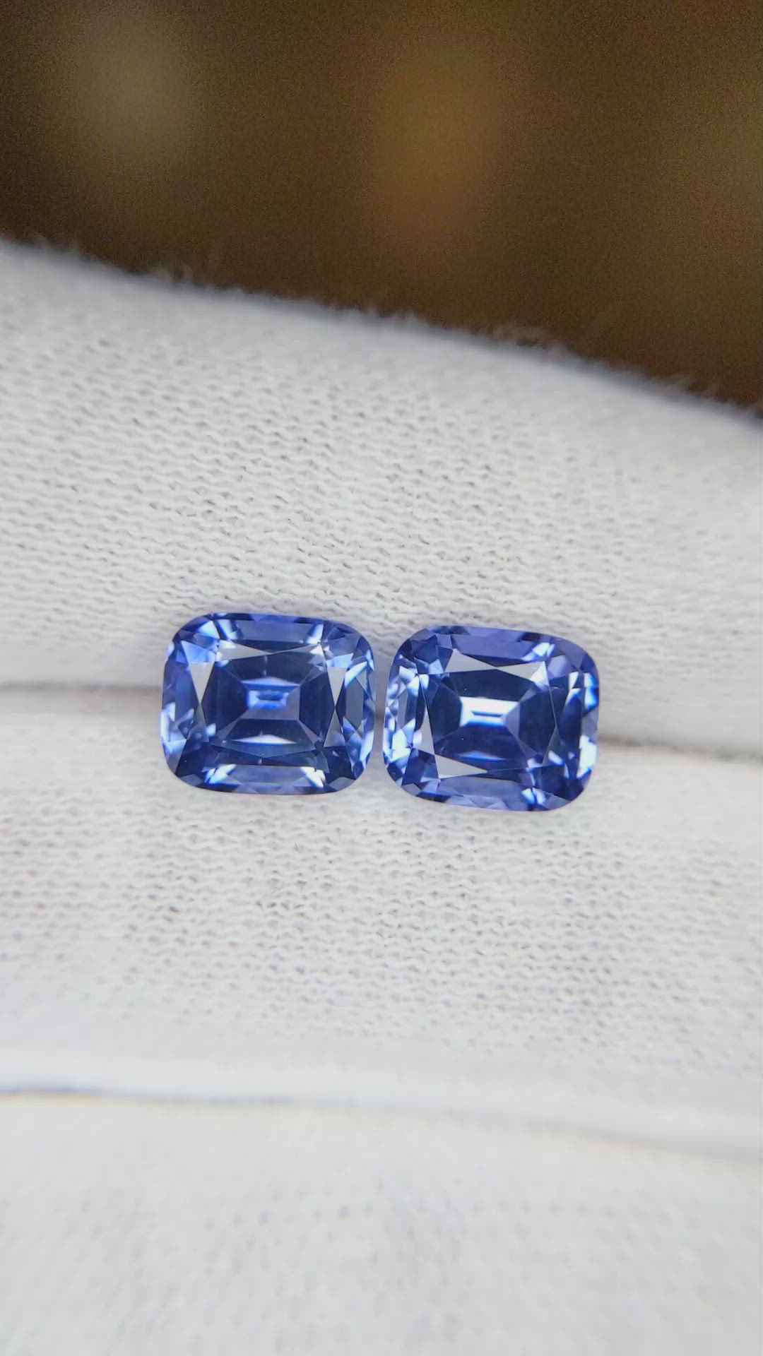5.57 Ct.Tw.Total Carat Weight Blue Sapphire Pair from Ceylon (Sri Lanka) Size Video