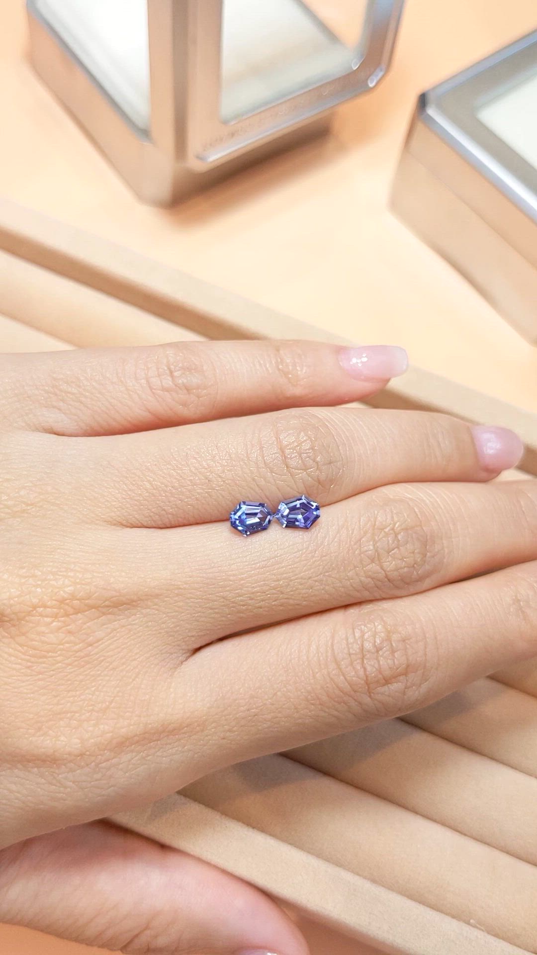1.53 Ct.Tw.Total Carat Weight Blue Sapphire Pair from Ceylon (Sri Lanka) Size Video