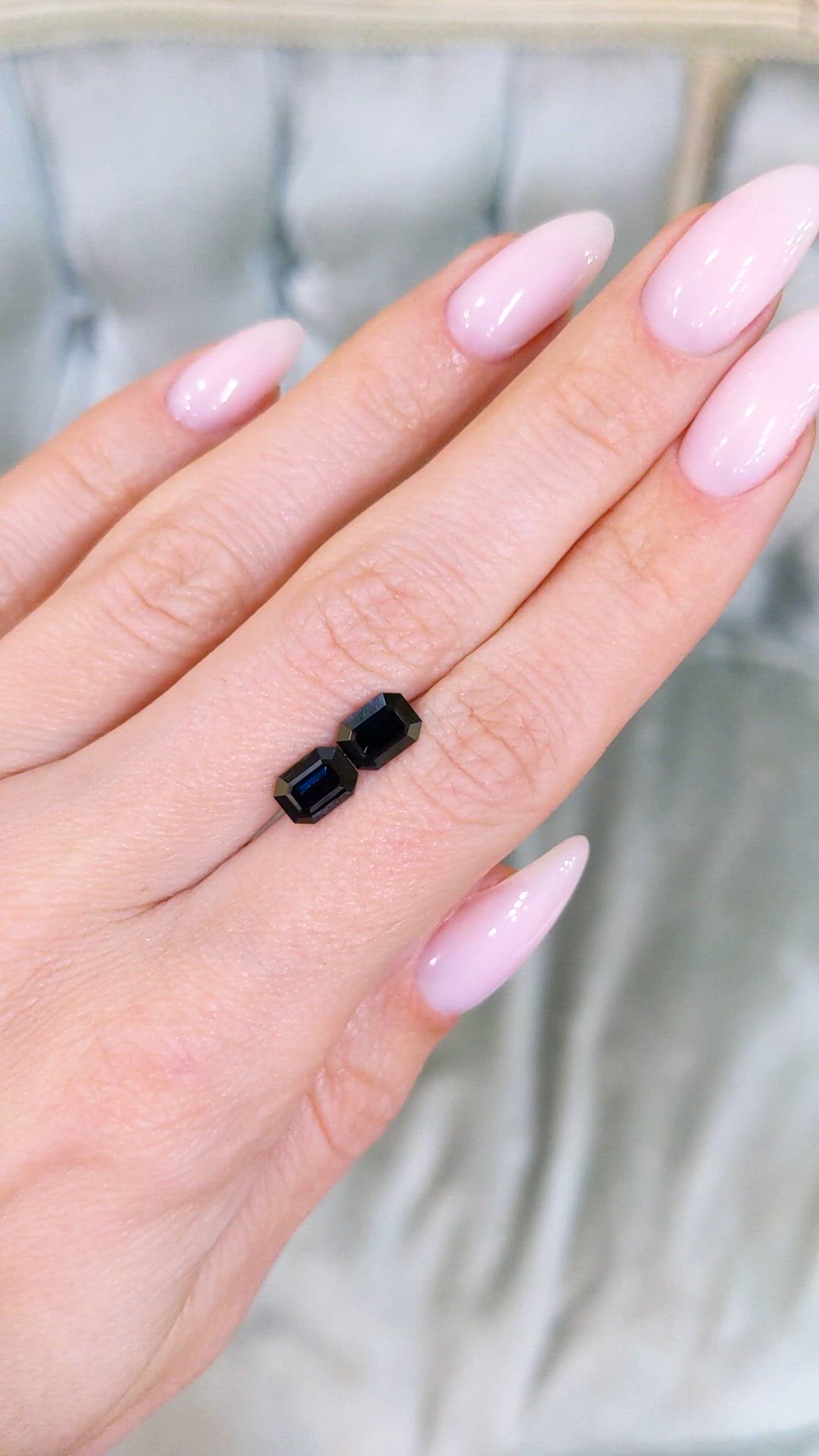 2.69&nbsp;Ct.Tw.Total Carat Weight Blue Sapphire Pair from Ceylon (Sri Lanka) Size Video