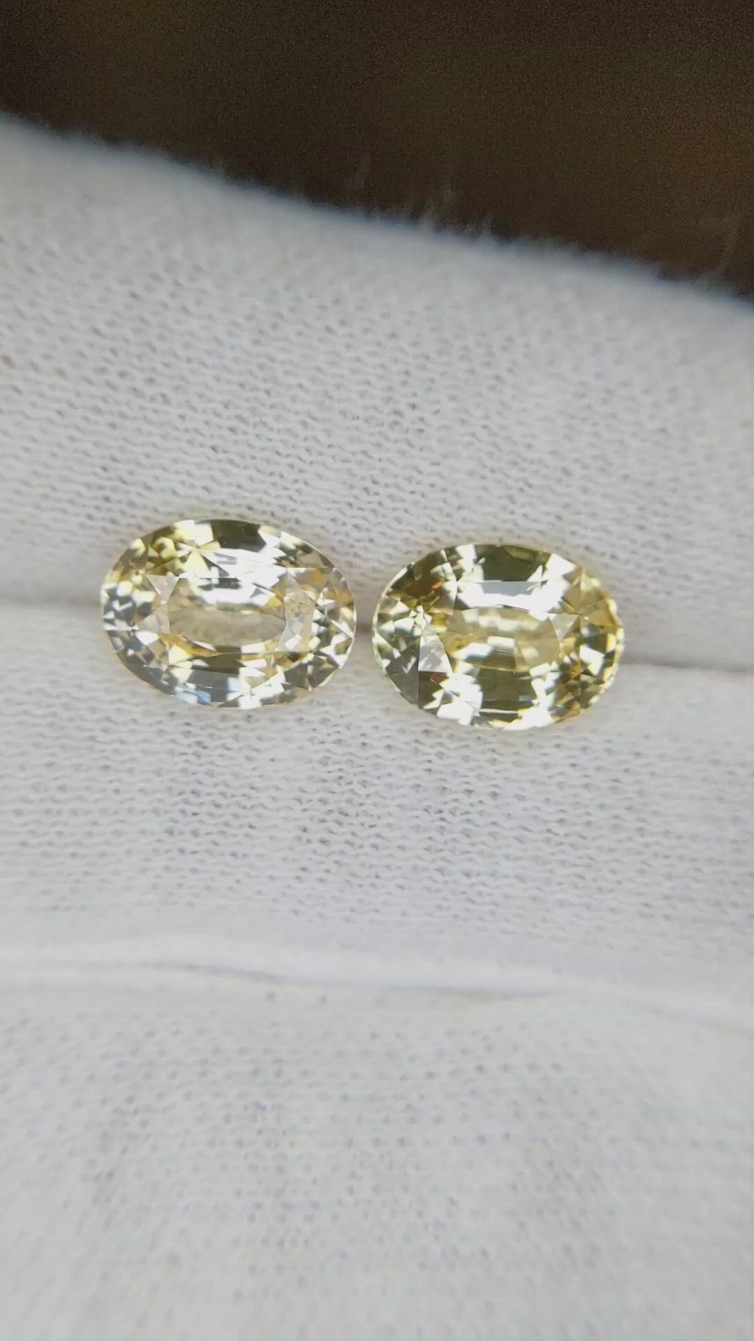 6.77 Ct.Tw.Total Carat Weight Yellow Sapphire Pair from Ceylon (Sri Lanka) Size Video