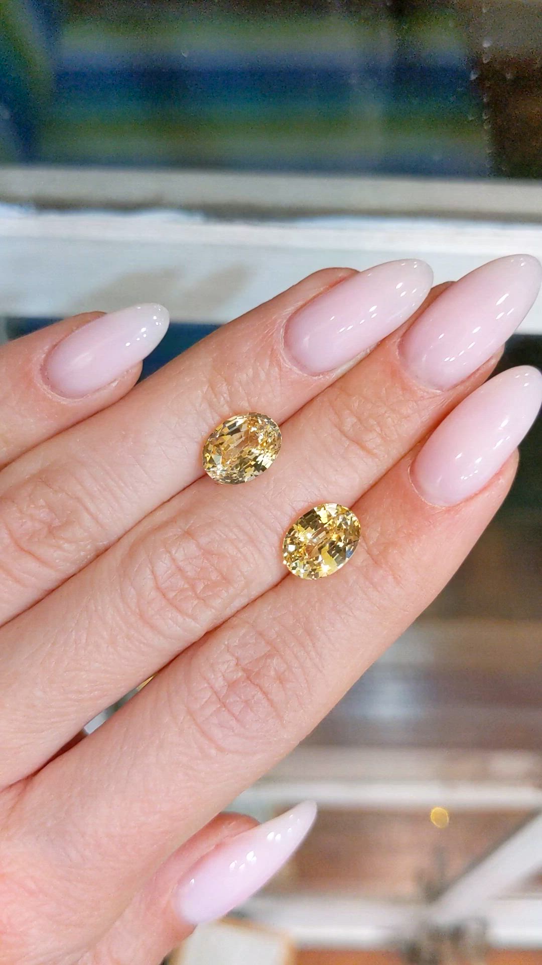 6.77 Ct.Tw.Total Carat Weight Yellow Sapphire Pair from Ceylon (Sri Lanka) Size Video