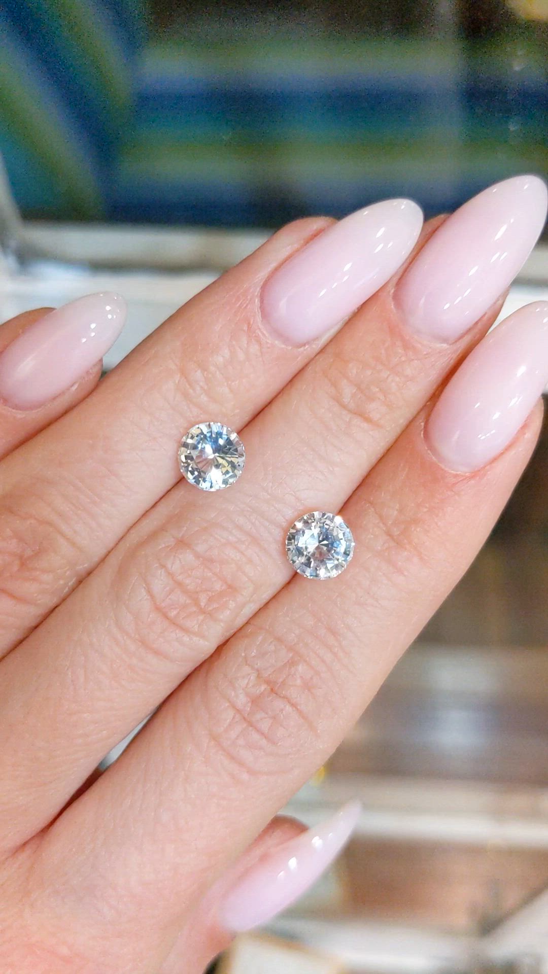 3.56&nbsp;Ct.Tw.Total Carat Weight White Sapphire Pair from Ceylon (Sri Lanka) Size Video